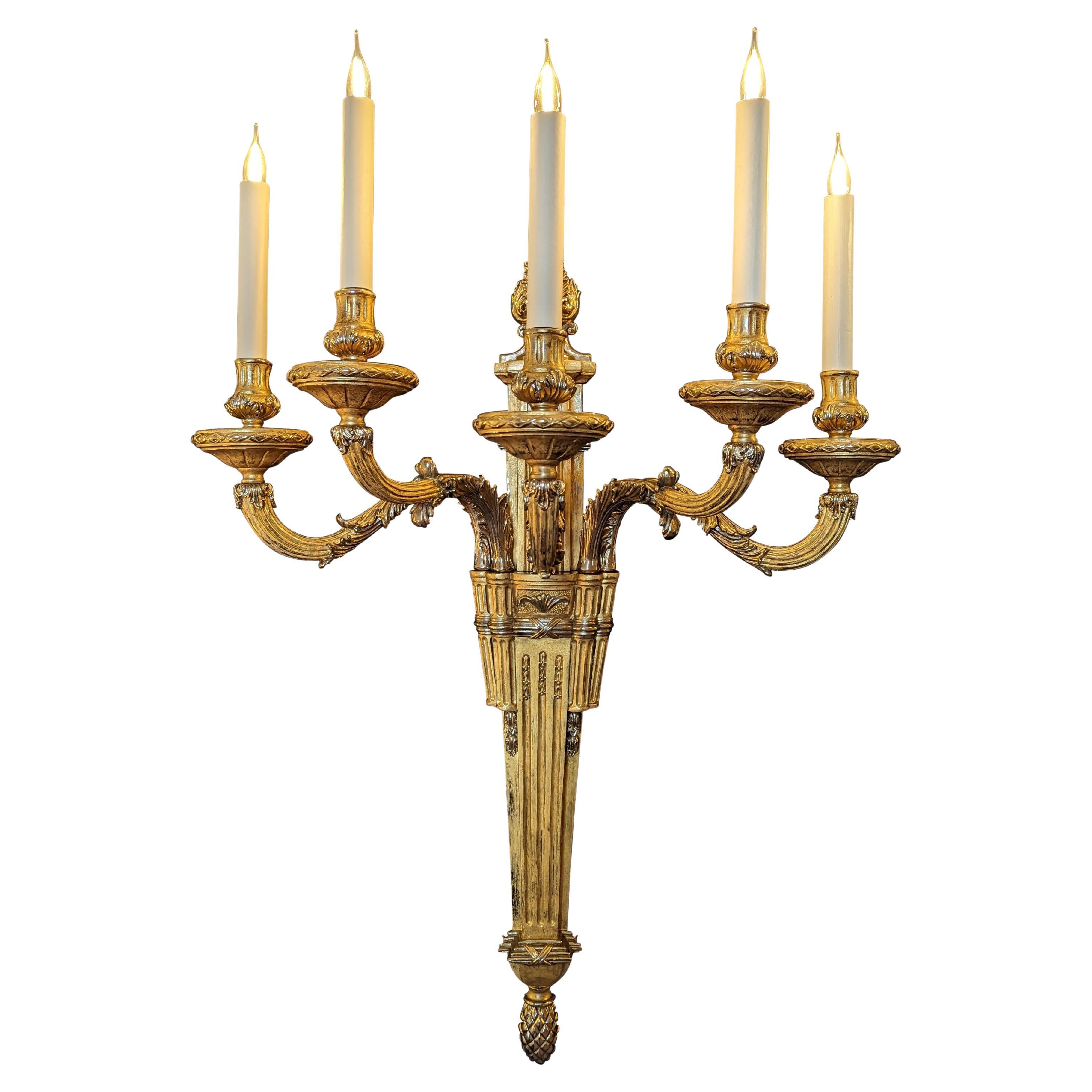 18th Century 5 lights Louis XVI Wall Lamp in nickel 
gold M3 finish
