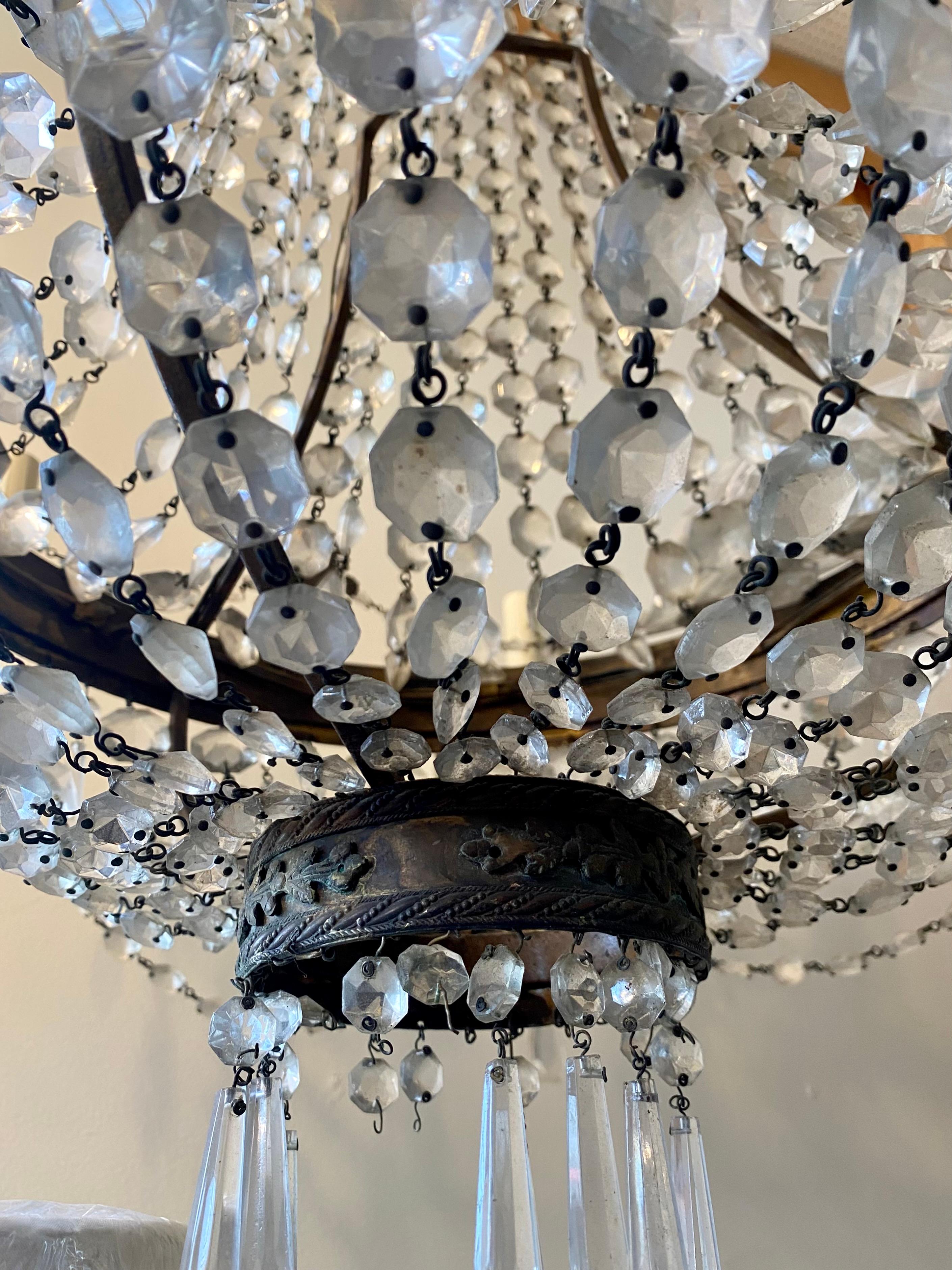18th Century 6-Light Empire Crystal Chandelier with Bronze Finish 1