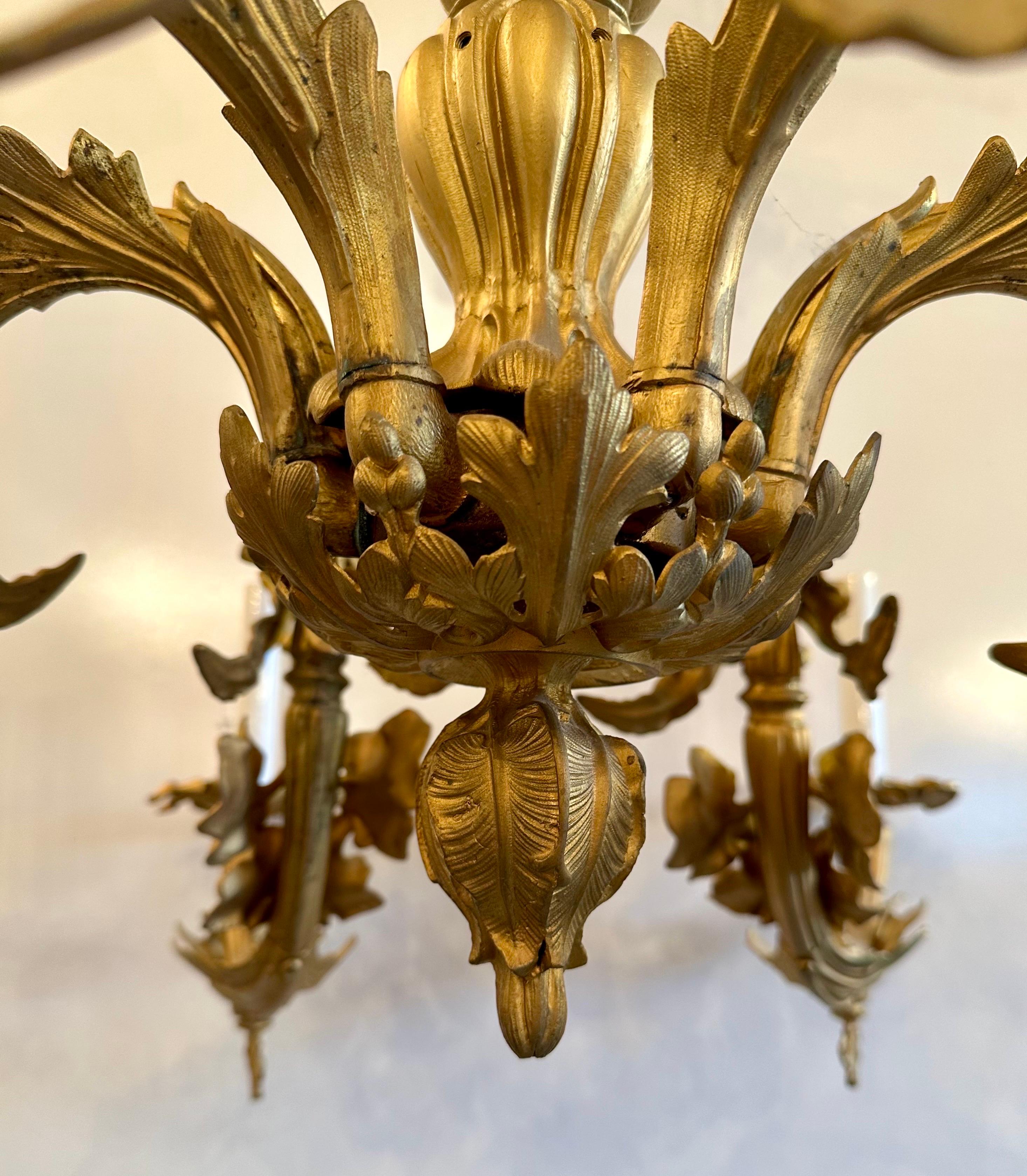 18th century 6 light gold iron chandelier  In Fair Condition For Sale In Marshville, NC