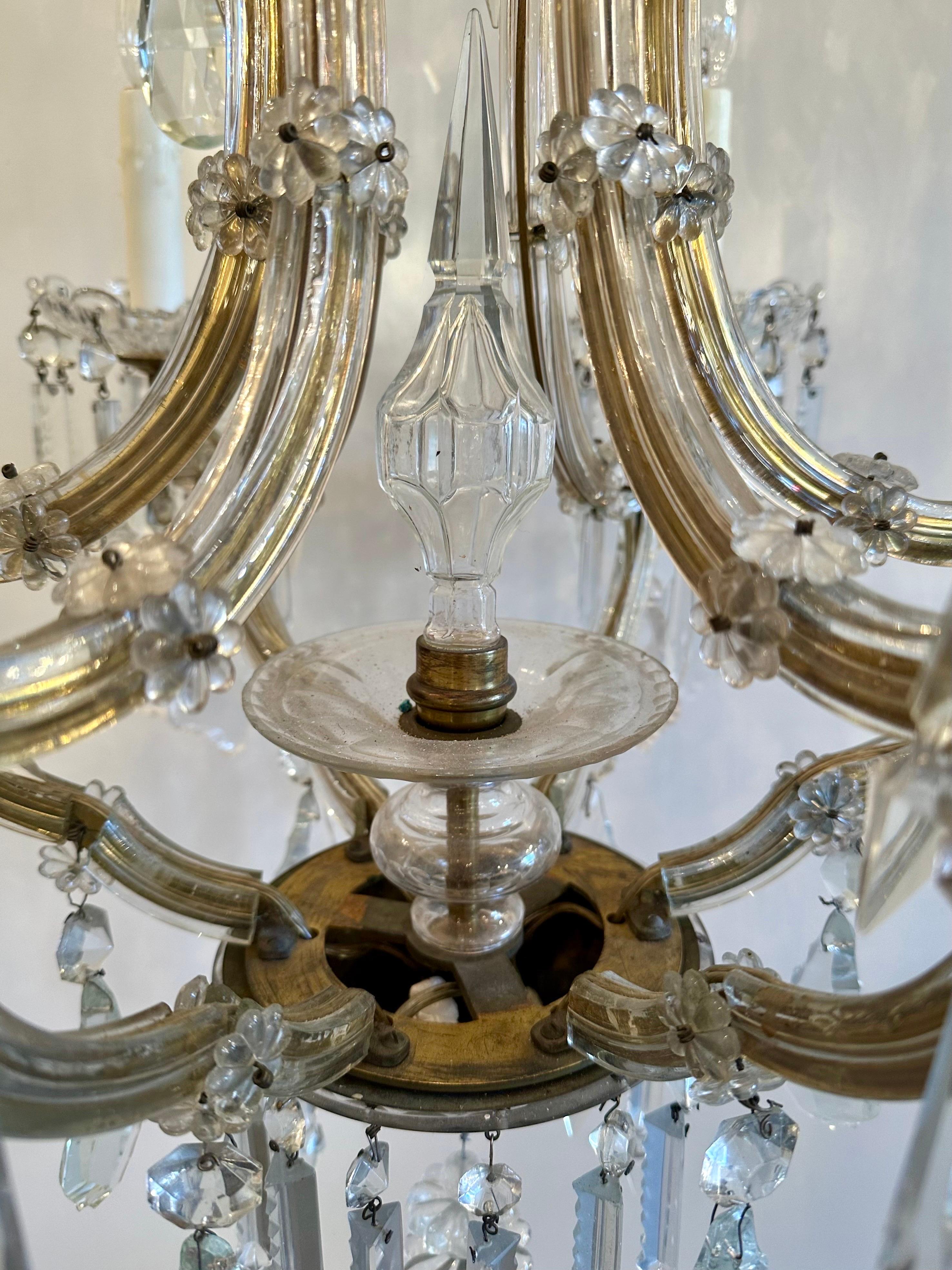 18th century 6 light Maria Theresa crystal chandelier  In Fair Condition In Marshville, NC