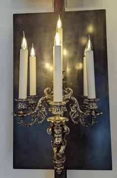 18th Century 6 lights Putti Wall Lamp in oxidized silver finish