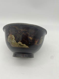 18th Century Chinese Lacquer Bowl with Pewter