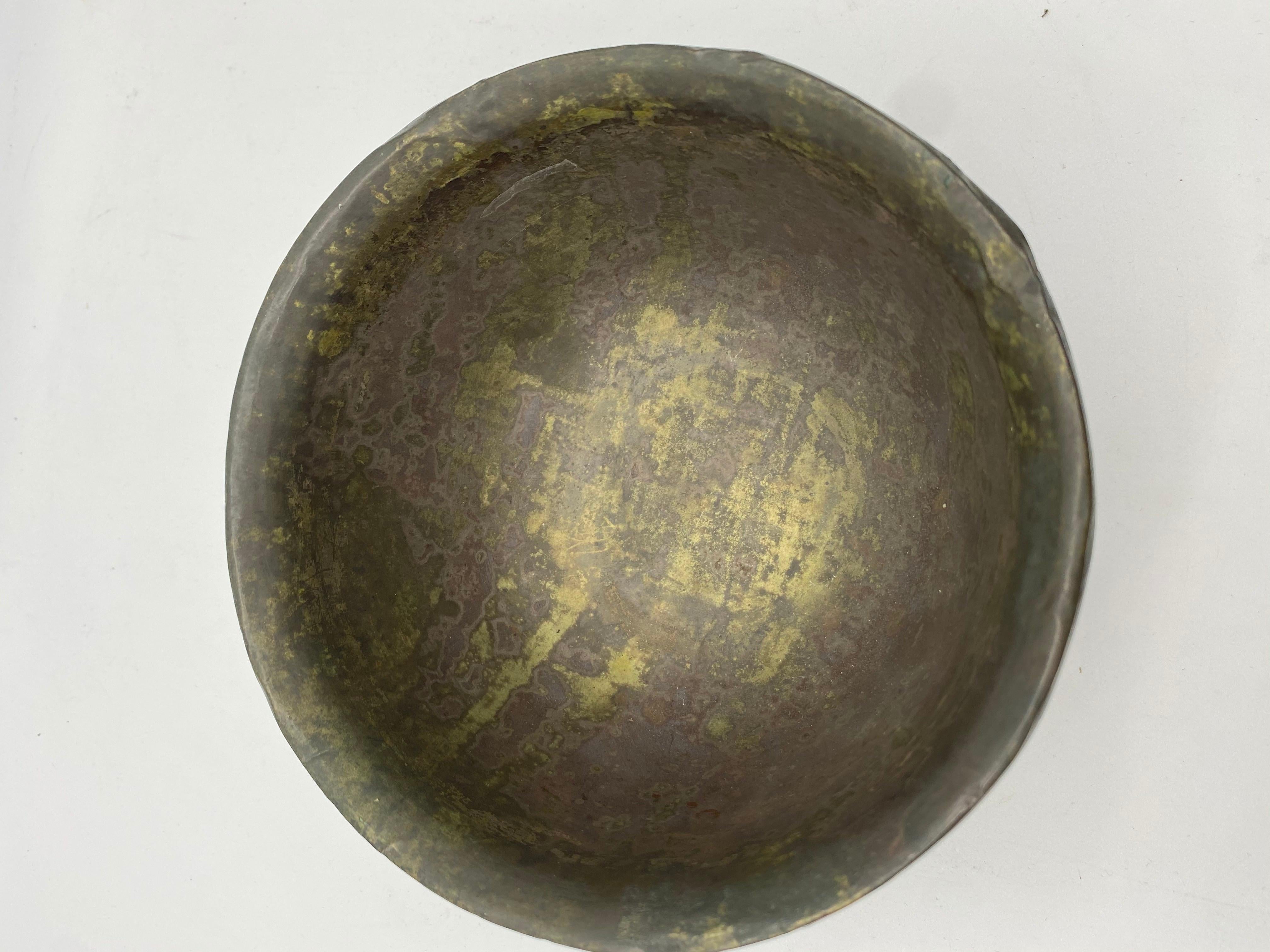 18th Century and Earlier 18th Century Chinese Lacquer Bowl with Pewter For Sale