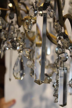 18th Century 9-Light French Gilt Bronze and Crystal Chandelier