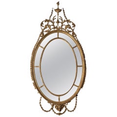 18th Century Adam Oval Patera Gilt Mirror