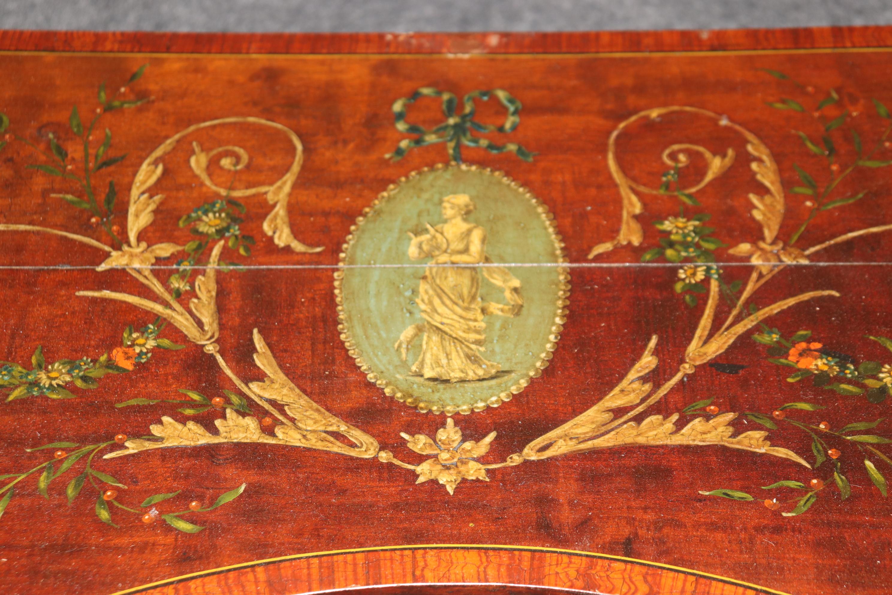 18th Century Adams Painted Decorated Demilune Two Tier Console Table For Sale 5