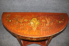 18th Century Adams Painted Decorated Demilune Two Tier Console Table