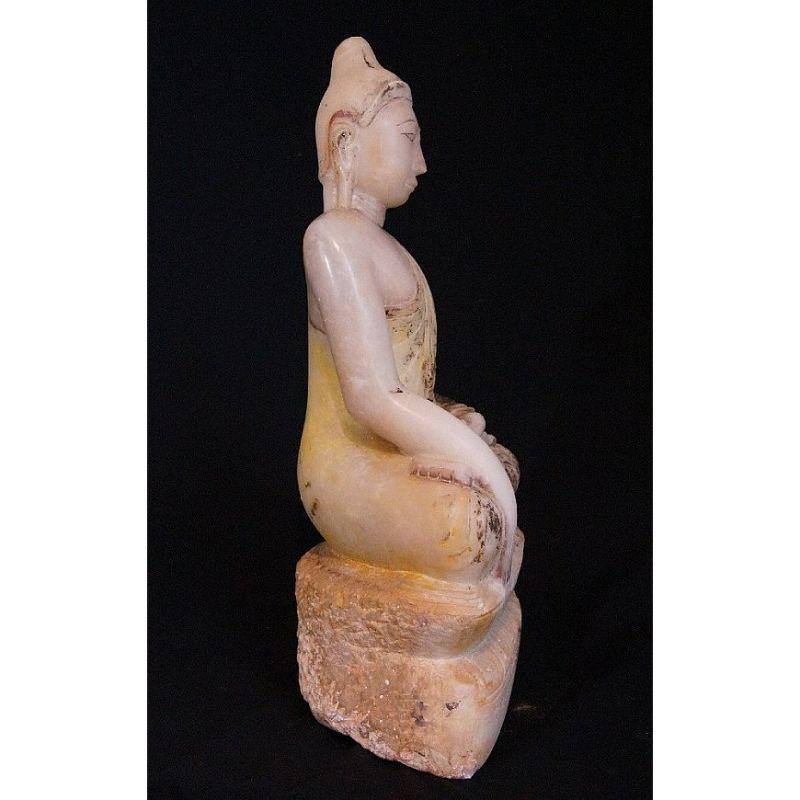 18th Century and Earlier 18th Century Alabaster Buddha from Burma For Sale