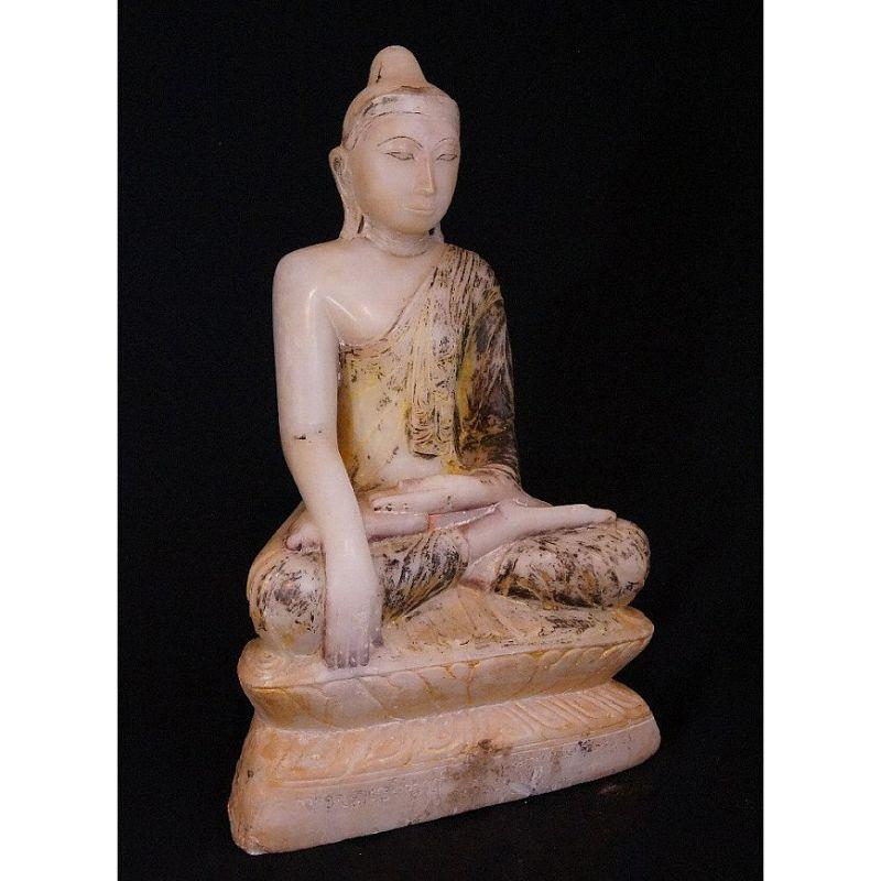 Marble 18th Century Alabaster Buddha from Burma For Sale