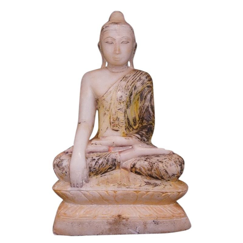 18th Century Alabaster Buddha from Burma For Sale
