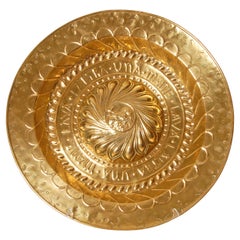 Antique 18th Century Alms Dish Lamb of God Italian Basin Bowl Brass Large