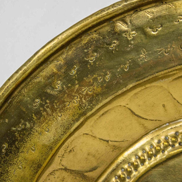 18th Century Almsgiver Plate with Saint Brass For Sale at 1stDibs