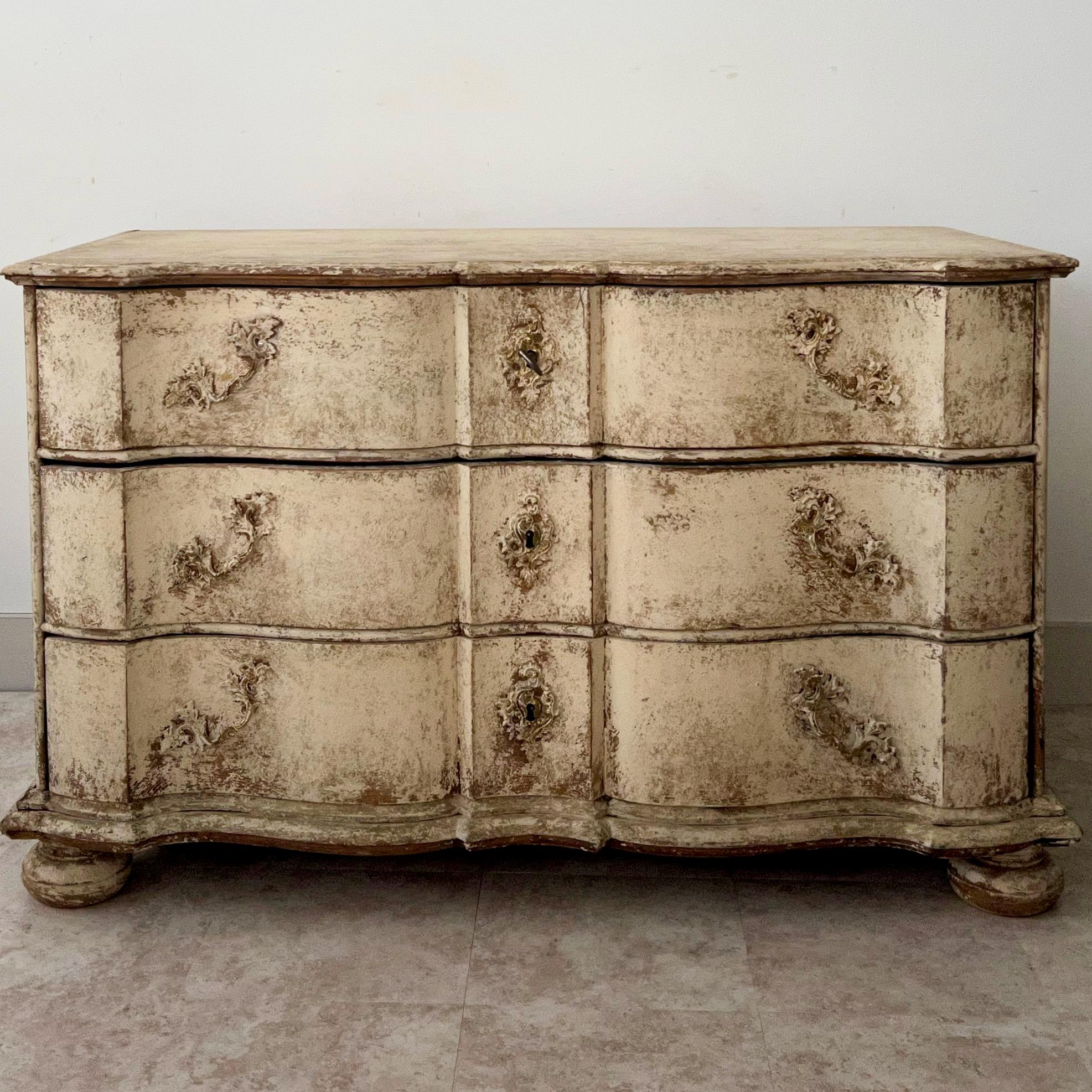 18th century Painted Baroque commode from Alsace region, France.