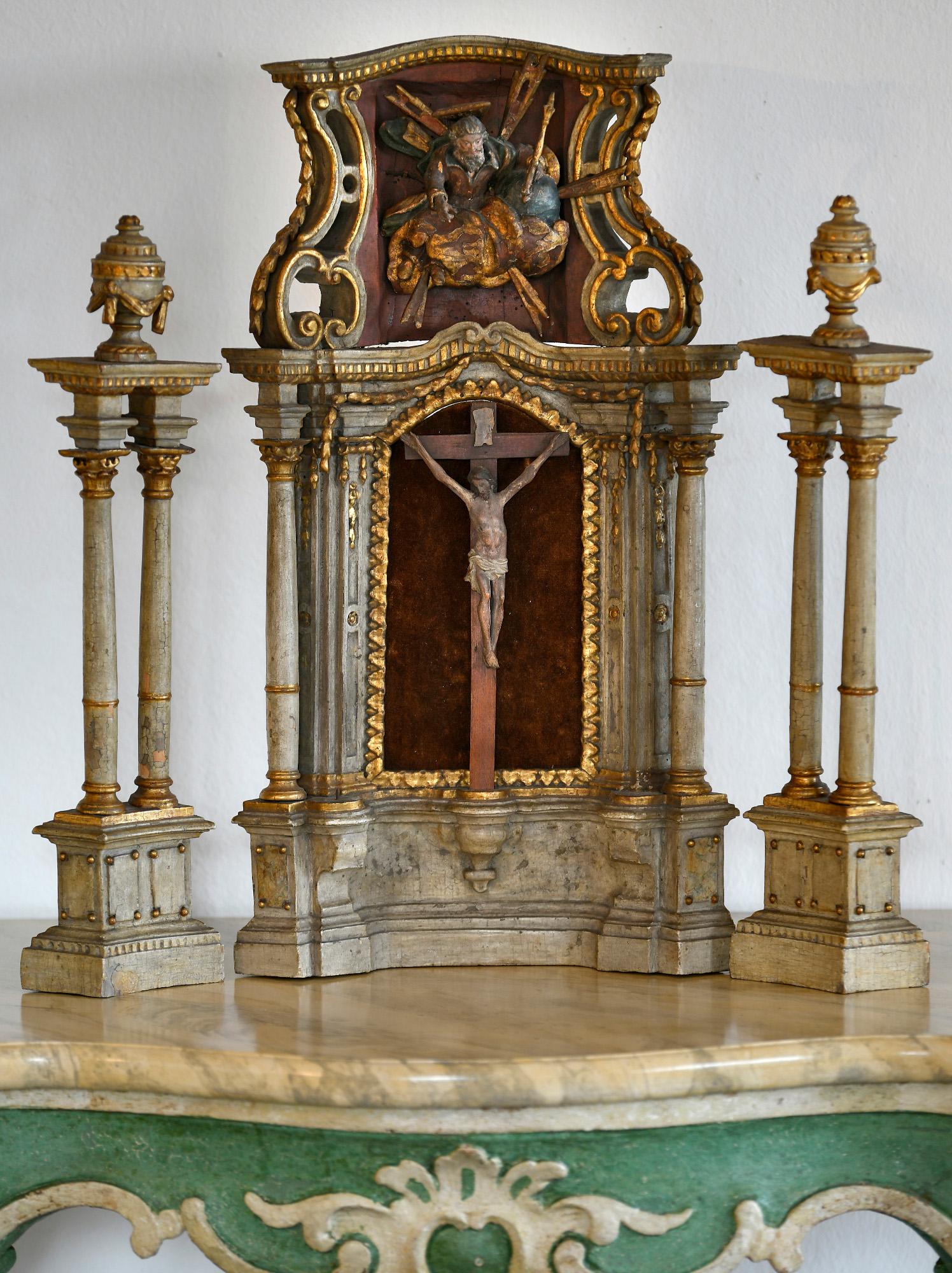altarmodell:: 18. Jahrhundert:: Süddeutschland:: mit Originalmalerei:: Holz (Deutsch) im Angebot