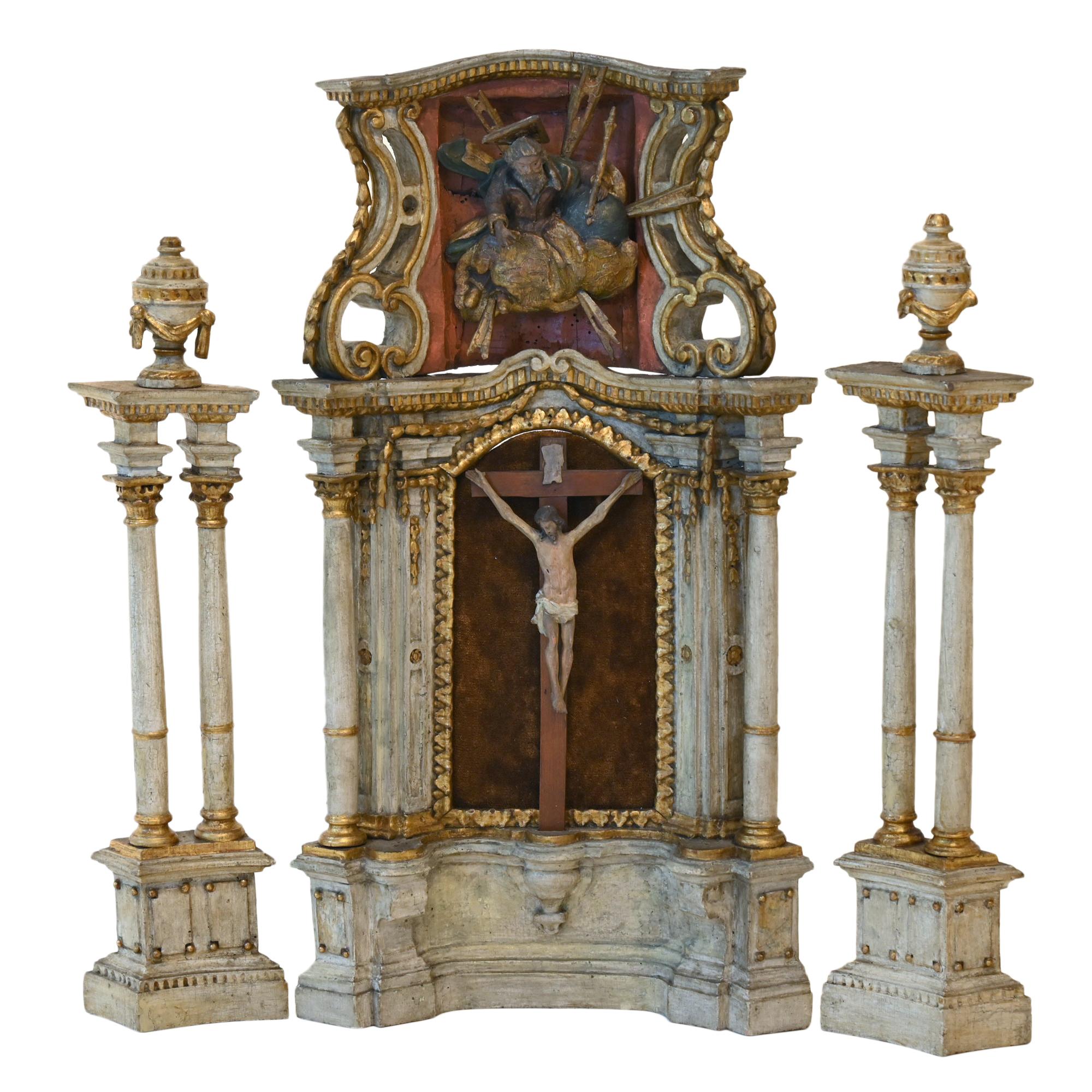 18th Century Altar Modell, South Germany, with Original Painting, Wood For Sale