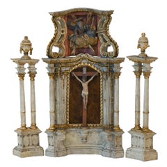 18th Century Altar Modell, South Germany, with Original Painting, Wood