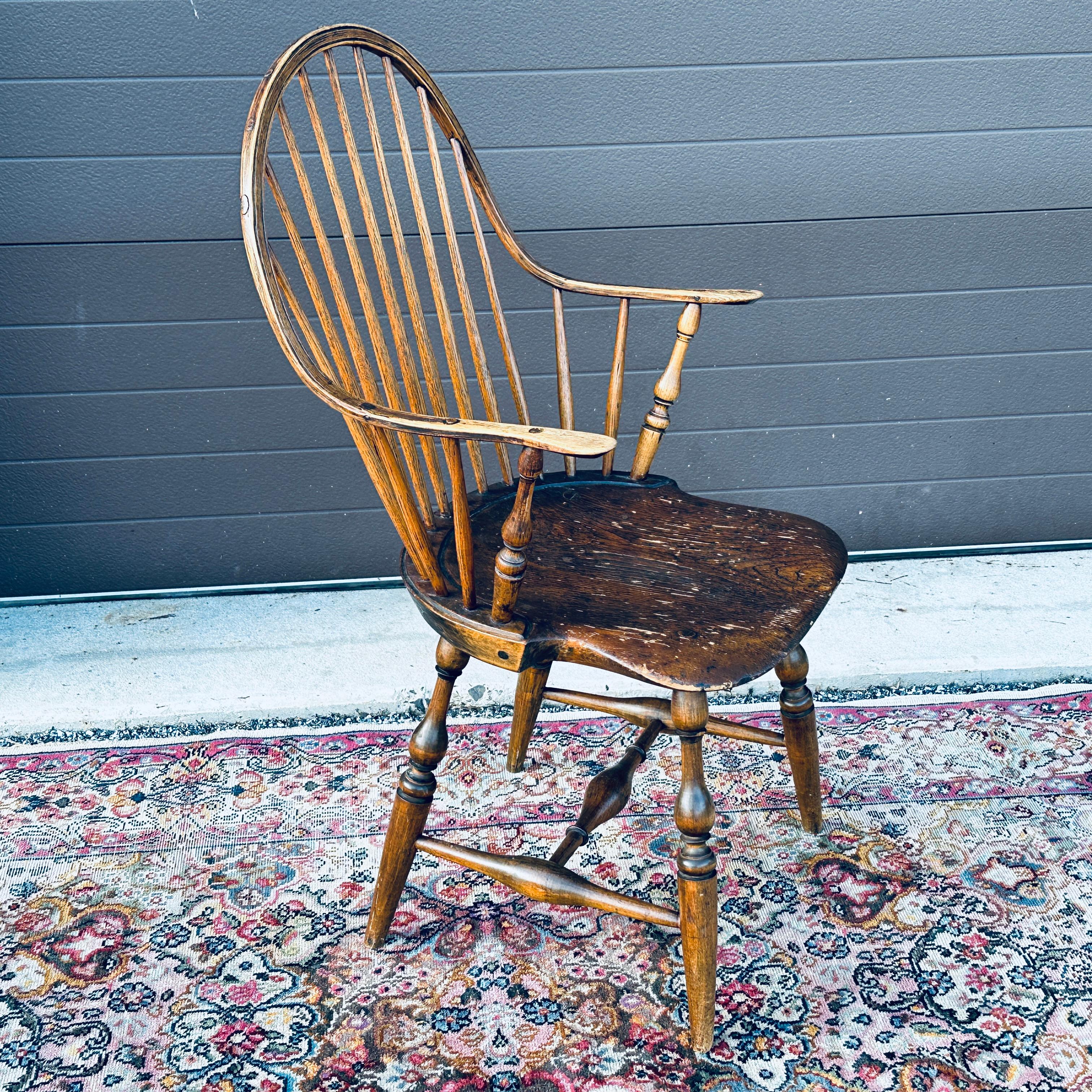 Hand-Crafted 18th Century American Antique Continuous Arm Windsor Chair