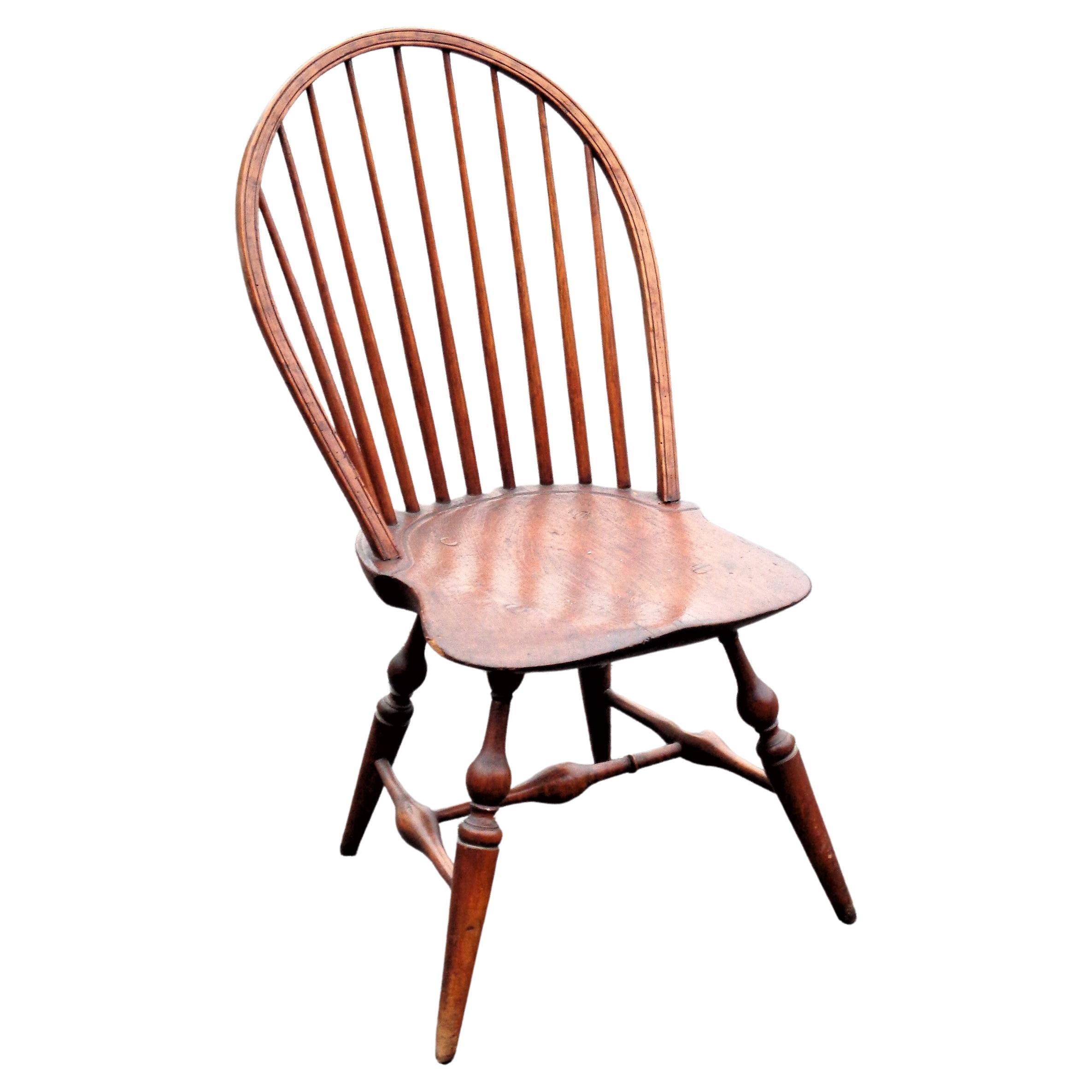 Hand-Carved  18th Century American Bow Back Windsor Chairs