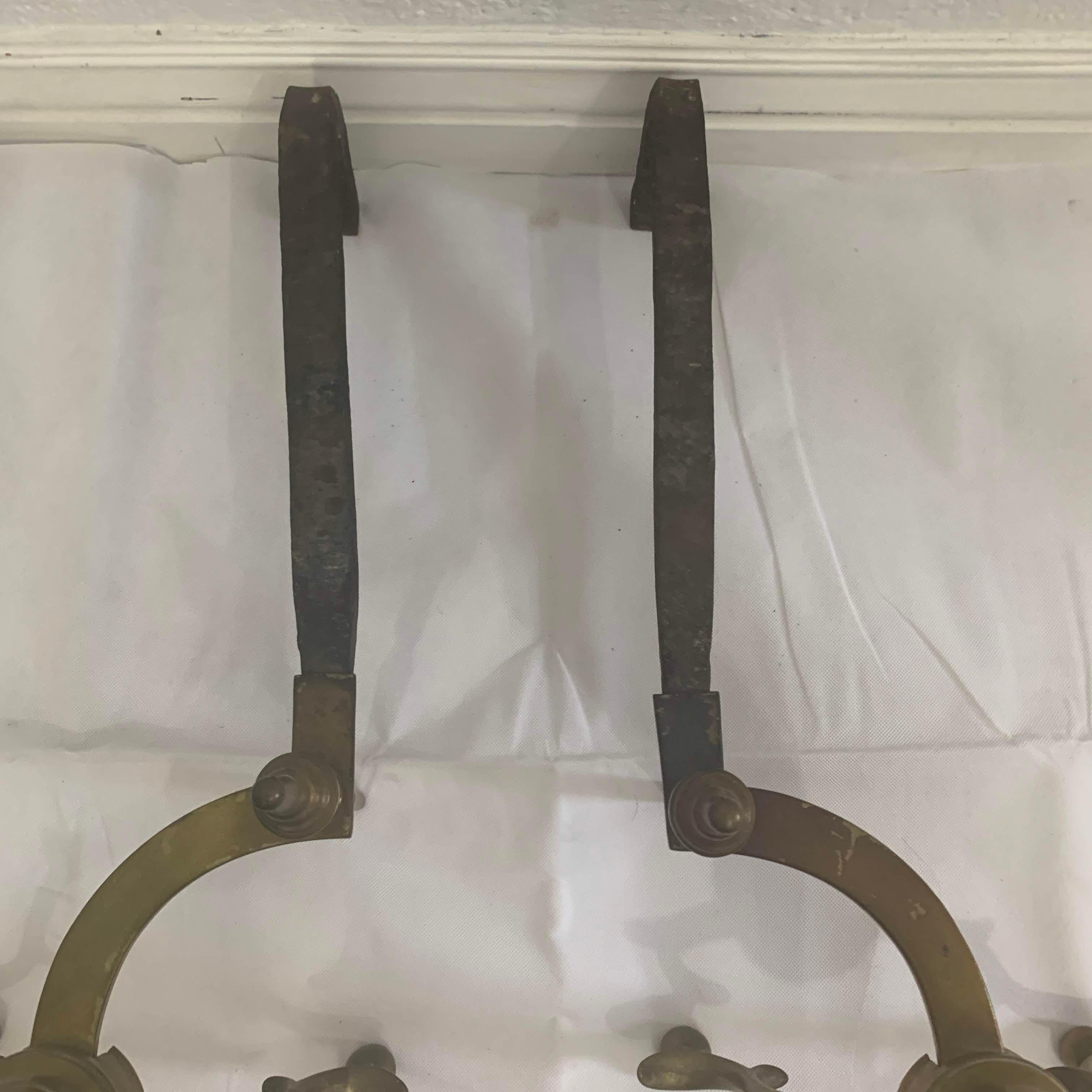 18th Century American Brass Steeple Top Andirons - a Pair 6