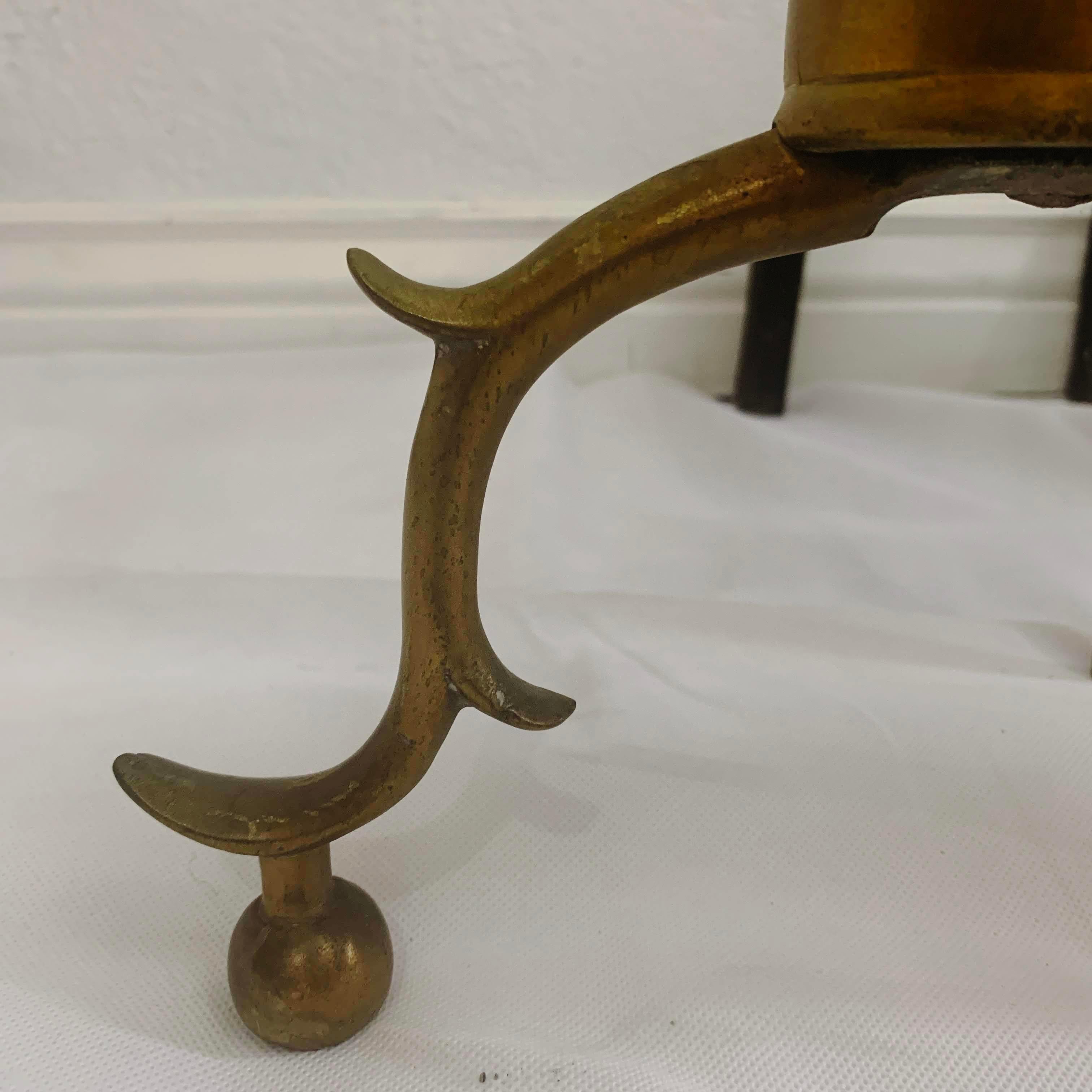 18th Century American Brass Steeple Top Andirons - a Pair 1