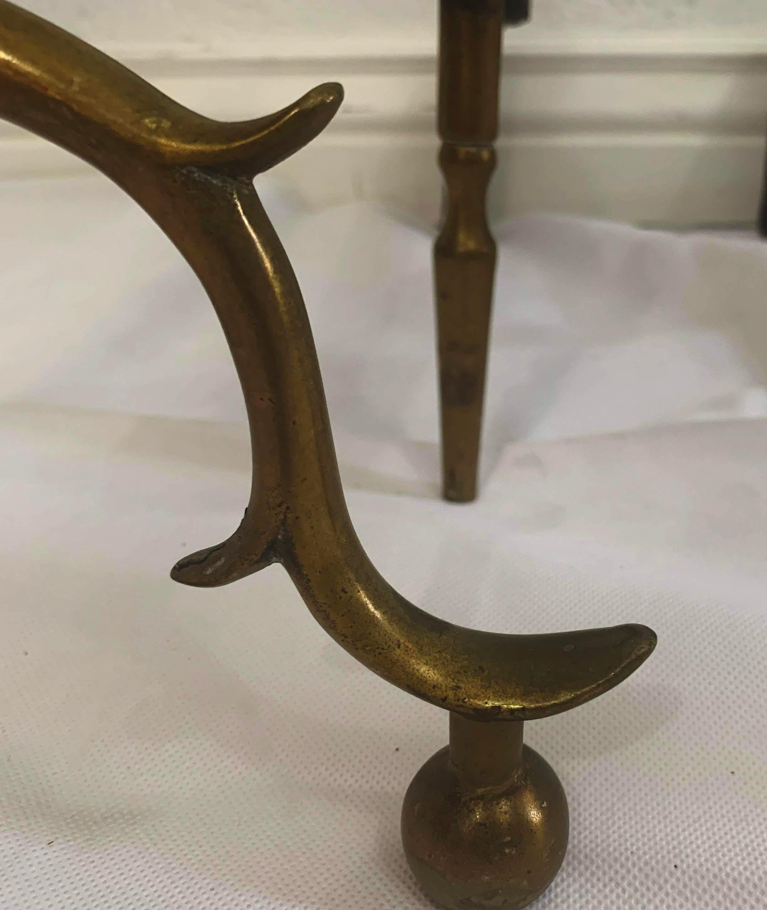 18th Century American Brass Steeple Top Andirons - a Pair 2