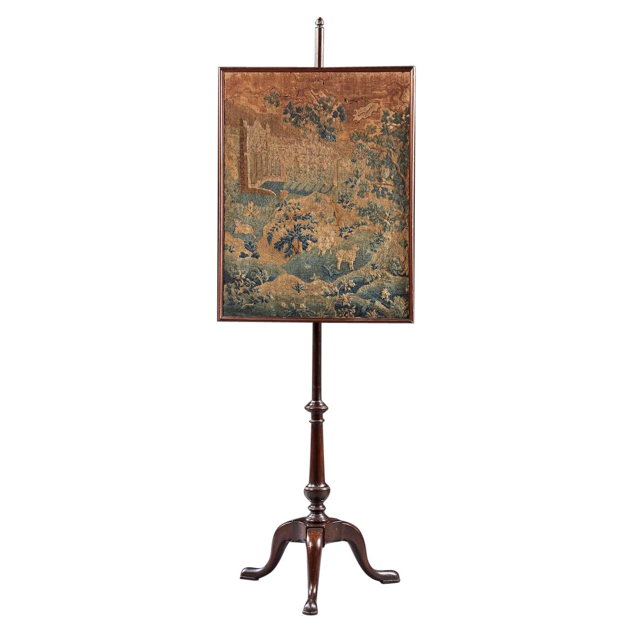 18th Century American Carved Mahogany Pole Screen For Sale