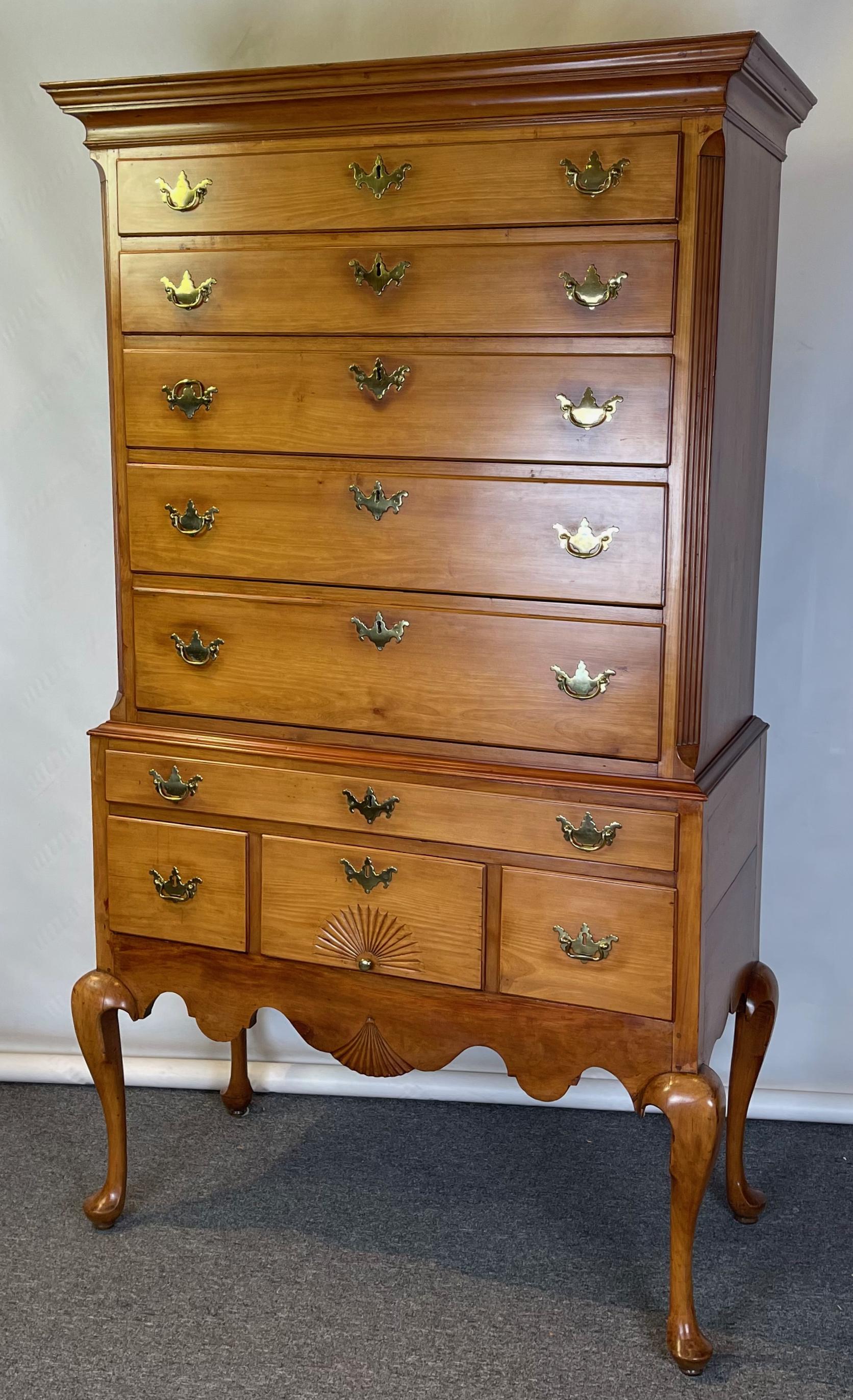 Hand-Crafted 18th Century American Cherrywood Highboy For Sale