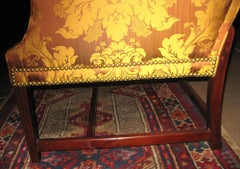 18th Century American Chippendale Camelback Sofa w/ Scalamandre Silk Damask