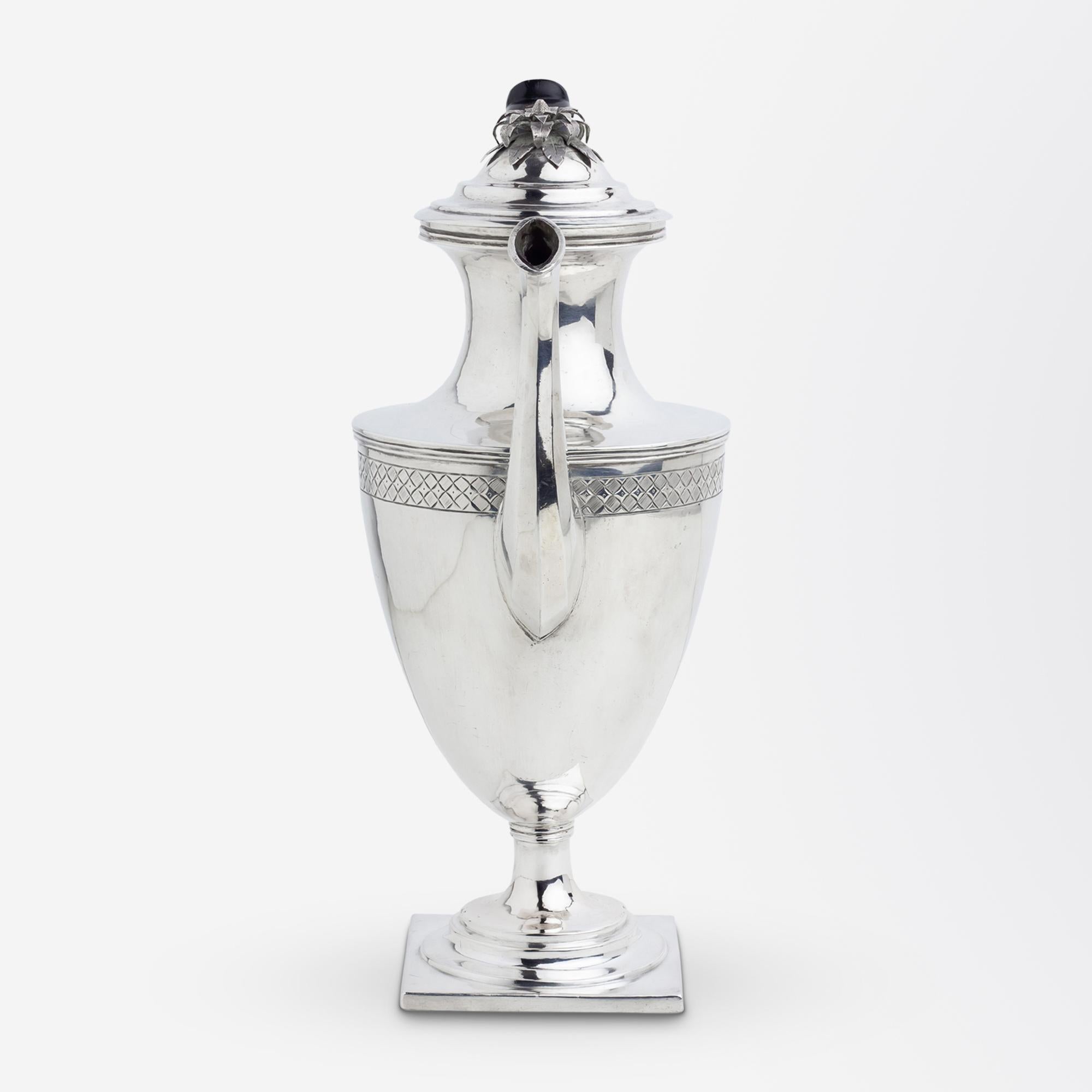 Women's or Men's 18th Century, American 'Coin Silver' Coffee Pot Attributed to Nathaniel Helme For Sale