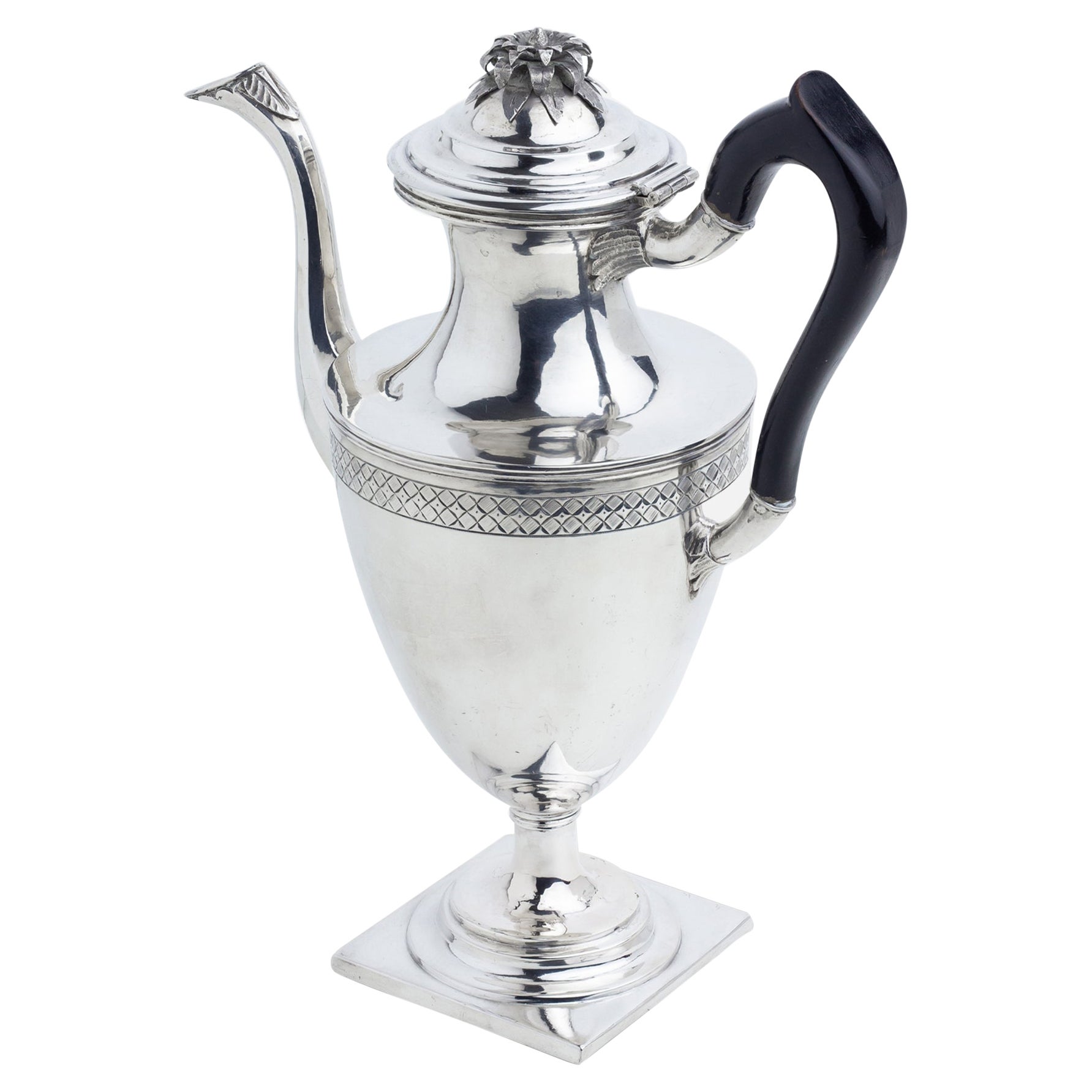 Amerikanische Kaffeekanne aus Silber des 18. Jahrhunderts, Nathaniel Helme zugeschrieben