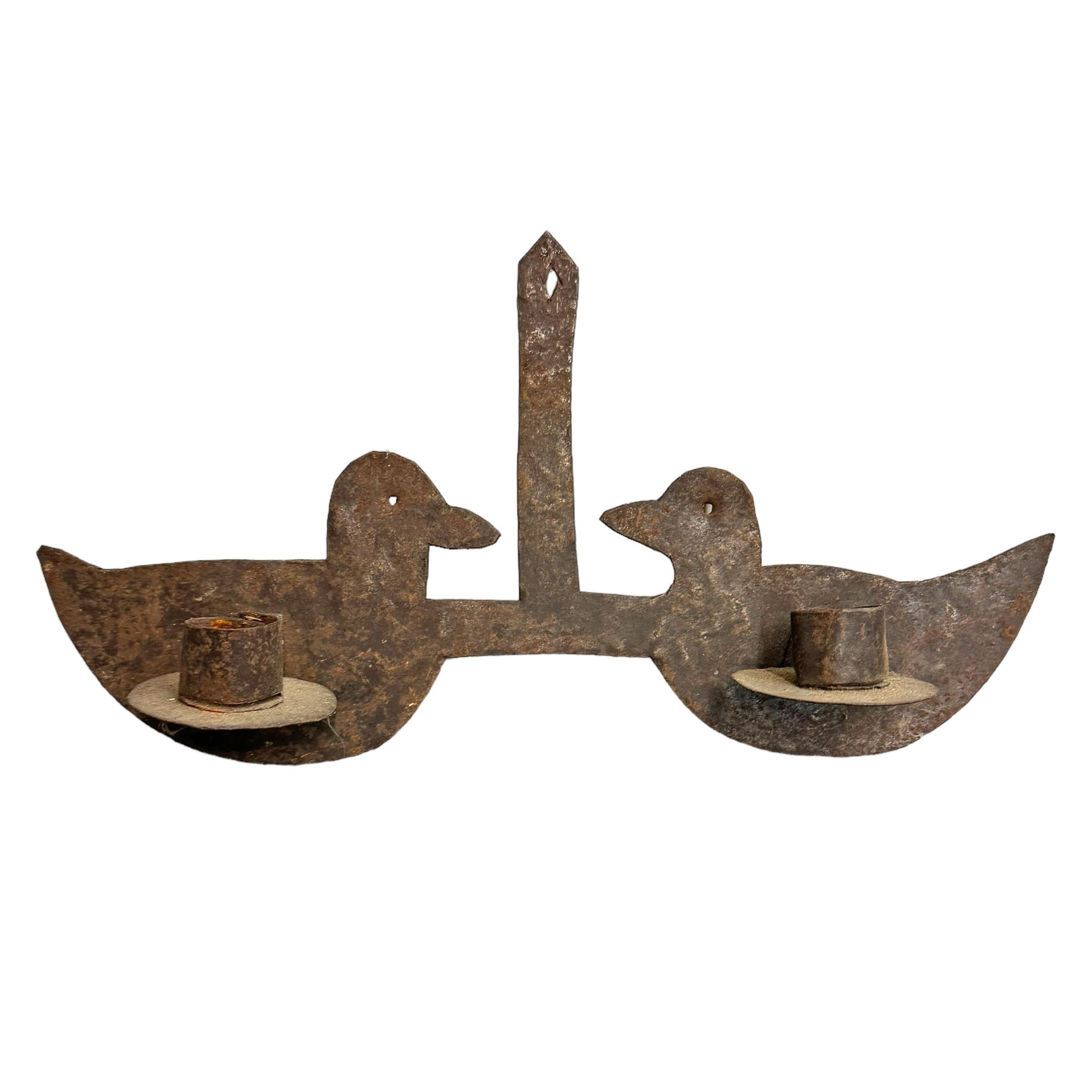 18th Century American Double Duck Candle Sconce In Good Condition In Chicago, IL