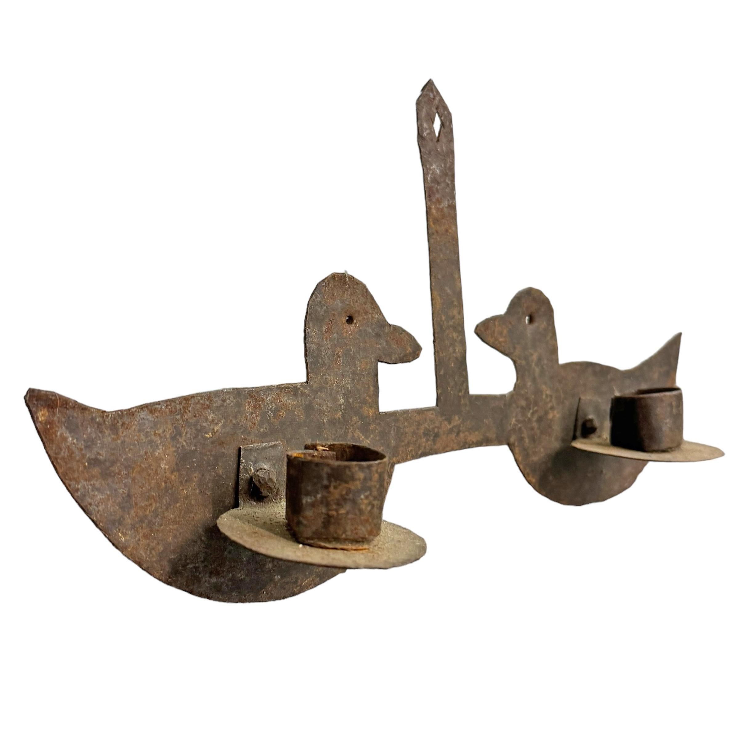 18th Century and Earlier 18th Century American Double Duck Candle Sconce
