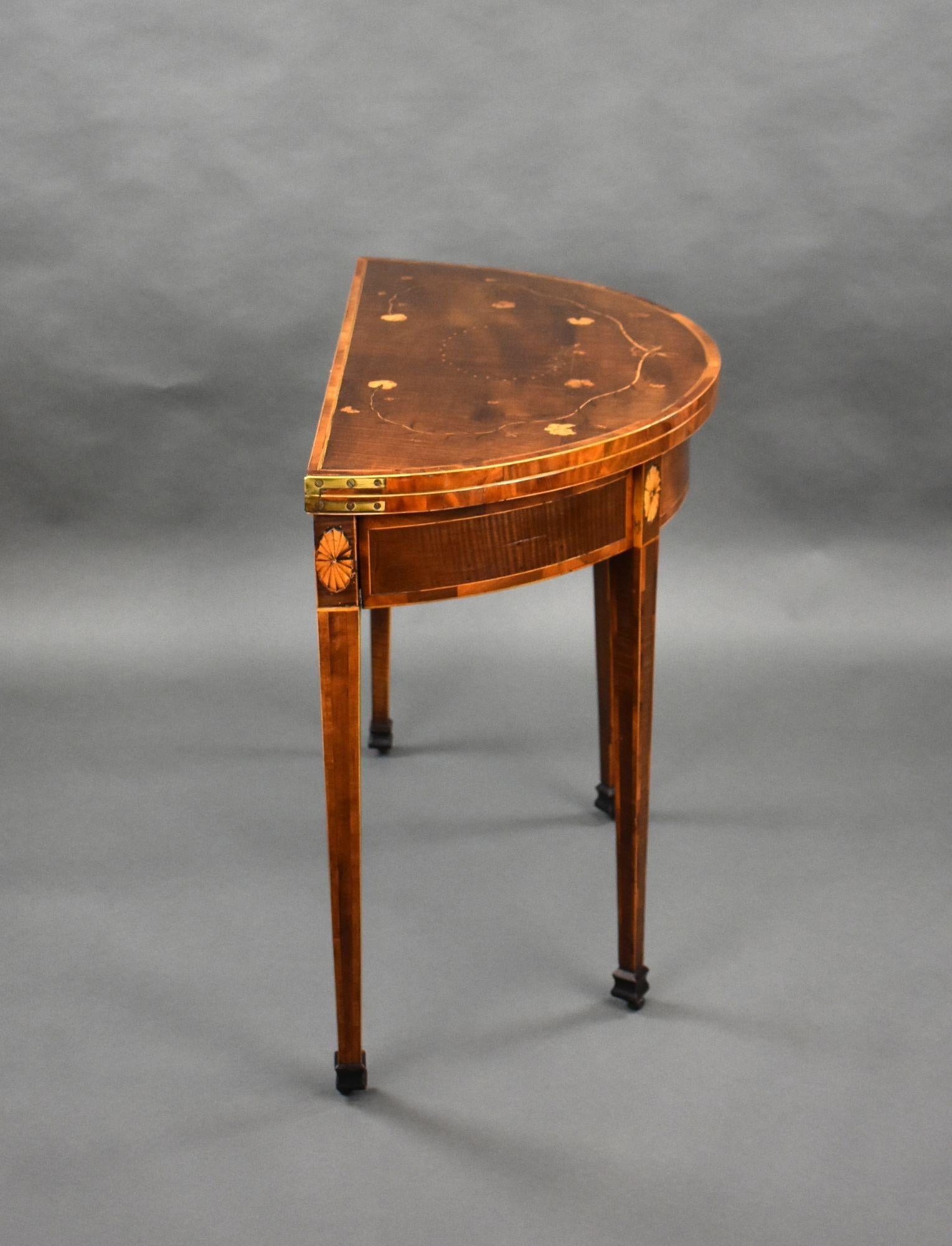 American 18th Mahogany Inlaid Card Table For Sale
