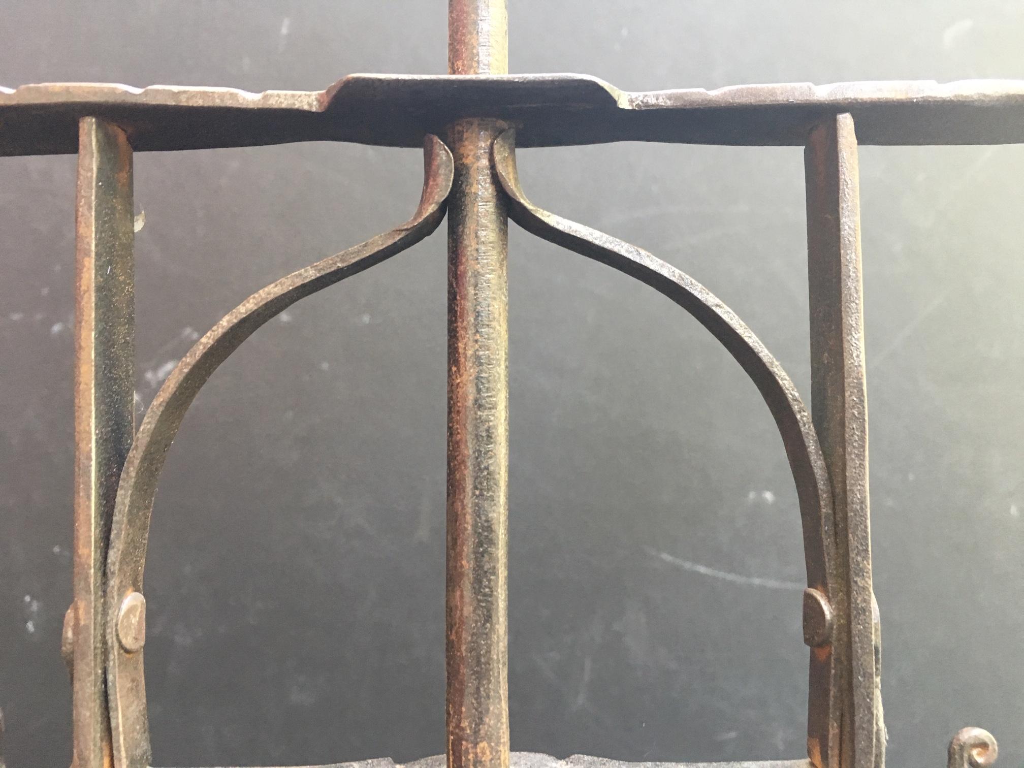 18th Century American Hand Forged Wrought Iron Two-Candle Candelabra 6