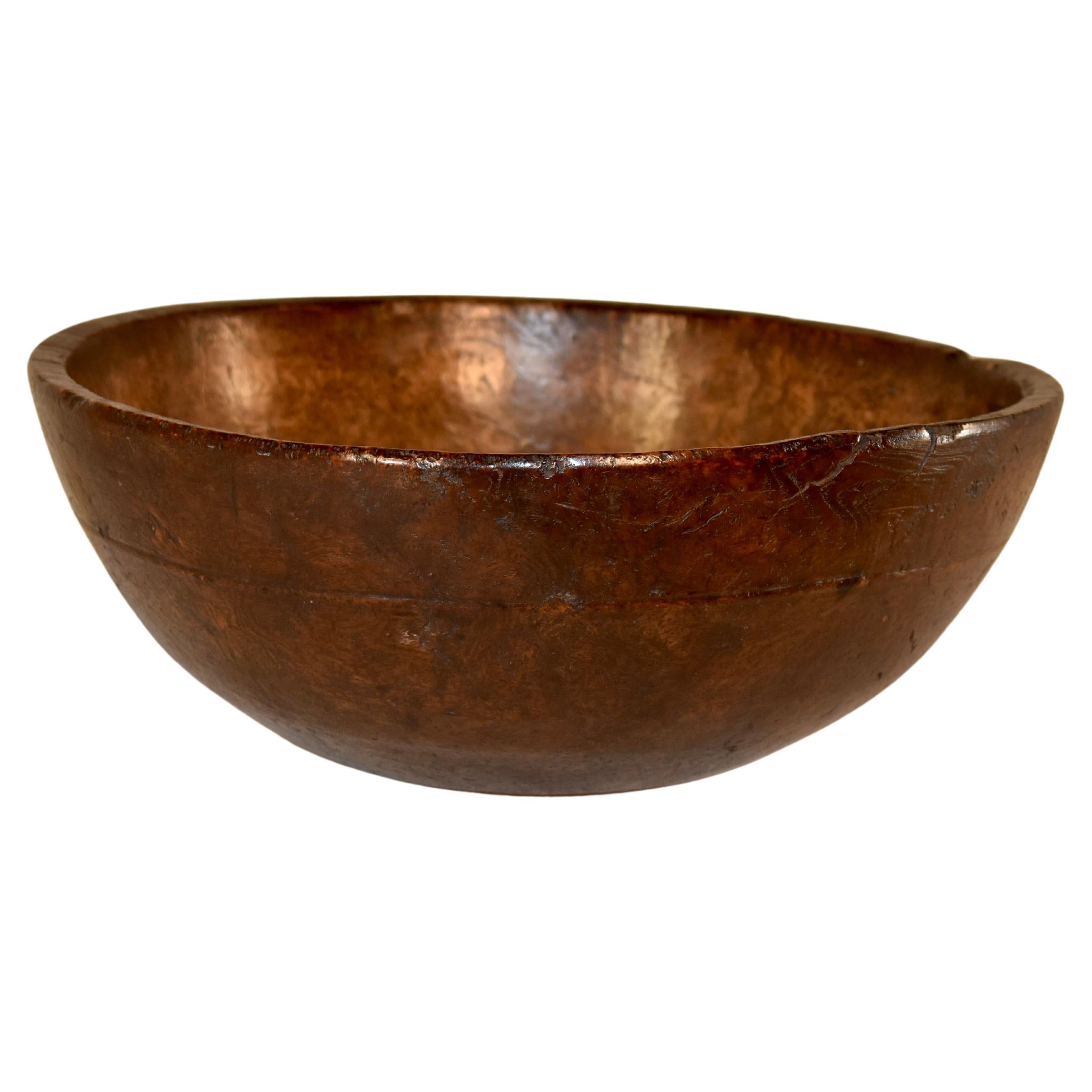 18th Century American Hand Turned Burl Bowl For Sale