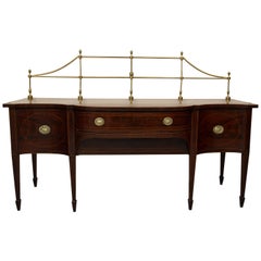 18th Century American Hepplewhite Mahogany Sideboard with Brass Gallery