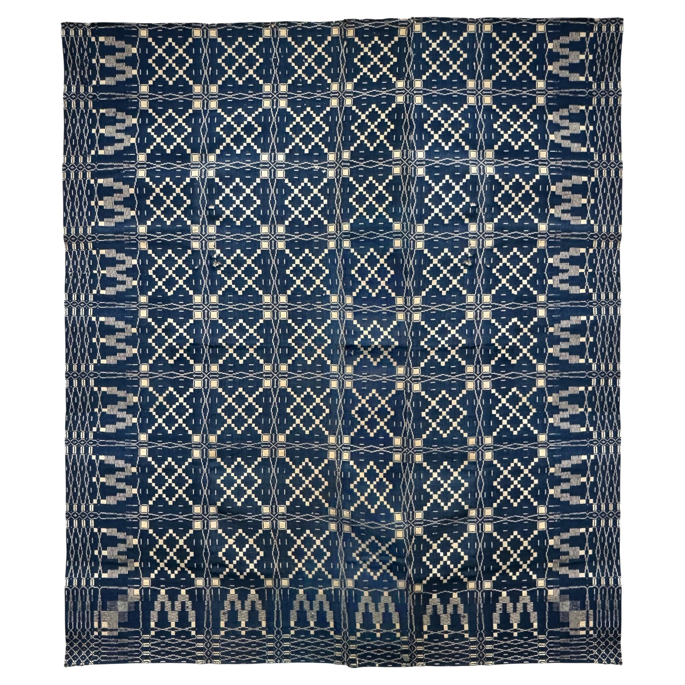 Amerikanisches Indigo-Deckbett aus dem 18. im Angebot