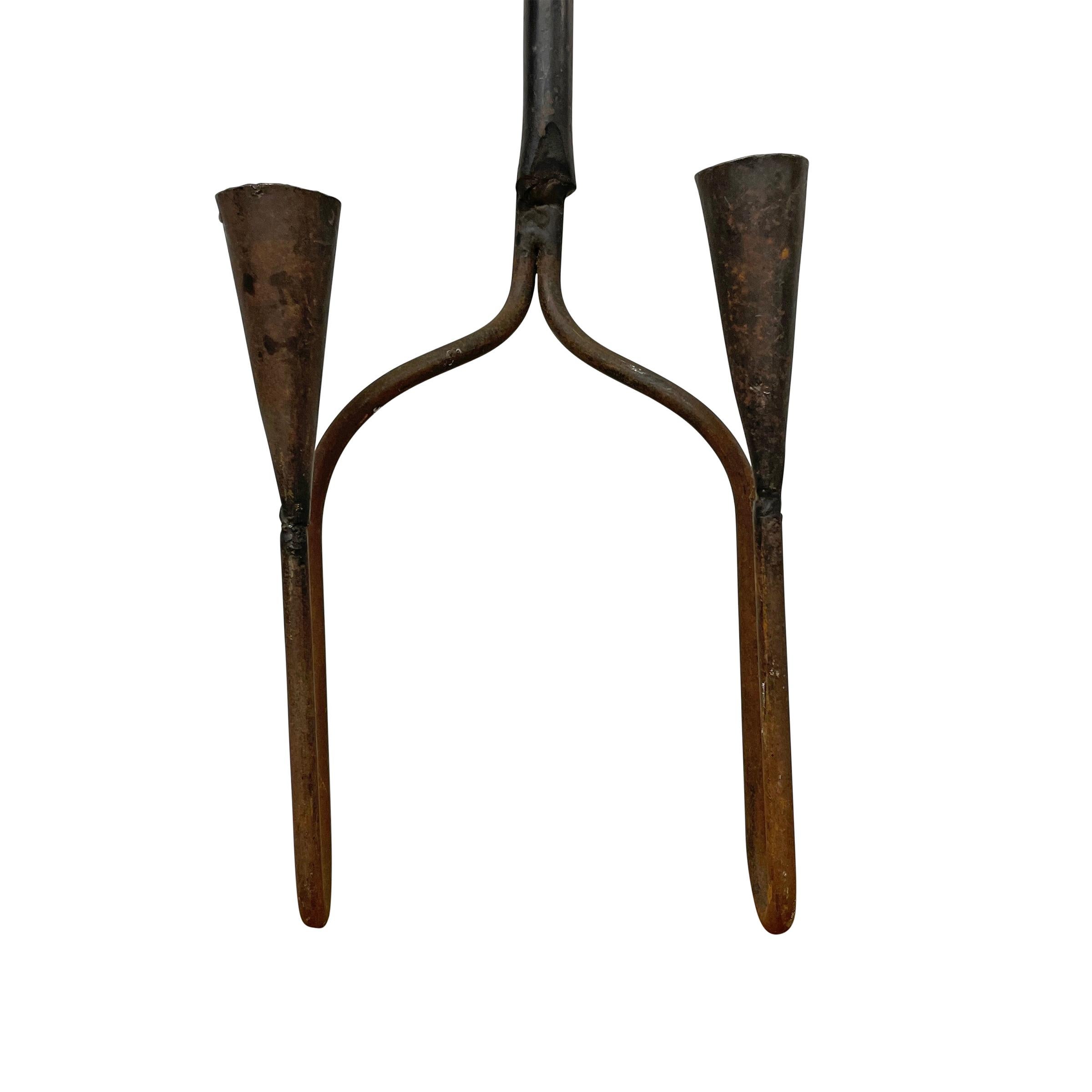 18th Century American Iron Two-Arm Sconce 1