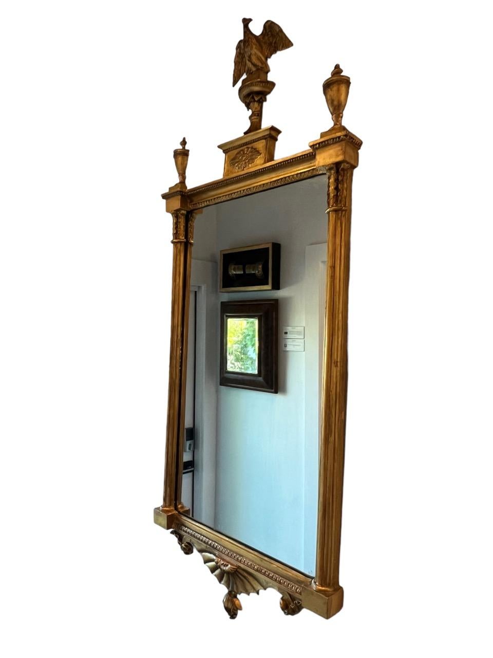 18th Century and Earlier 18th Century American Large Federal Period Carved-Wood and Gold Gilt Mirror