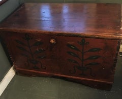 18th Century American Pine Decorated Blanket Chest