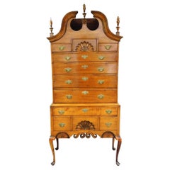 18th Century American Queen Anne Bonnet Top Highboy