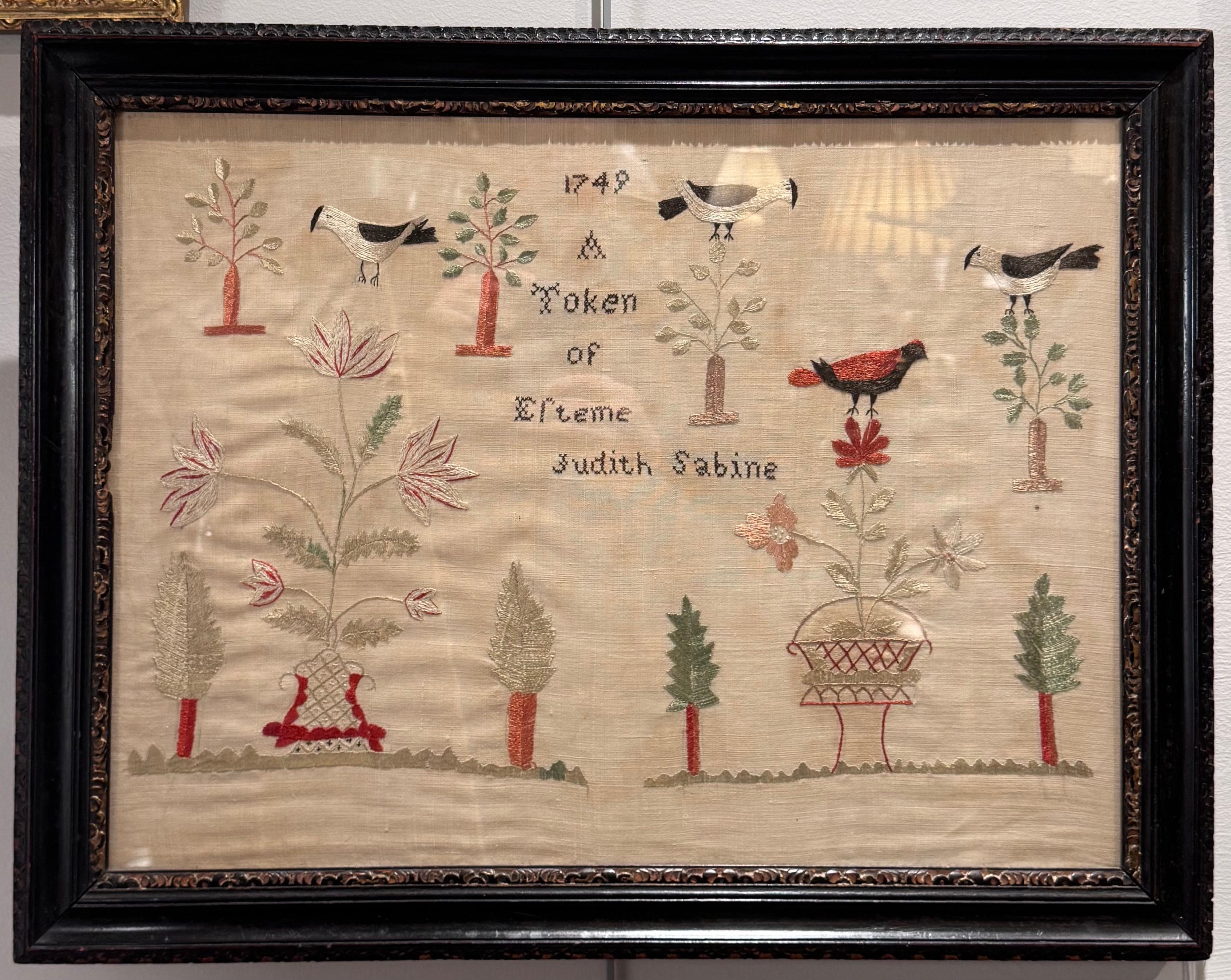 Brodé Échantillon américain du 18e siècle en vente