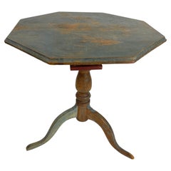 18th Century American Tea Table in Old Chalky Blue Paint