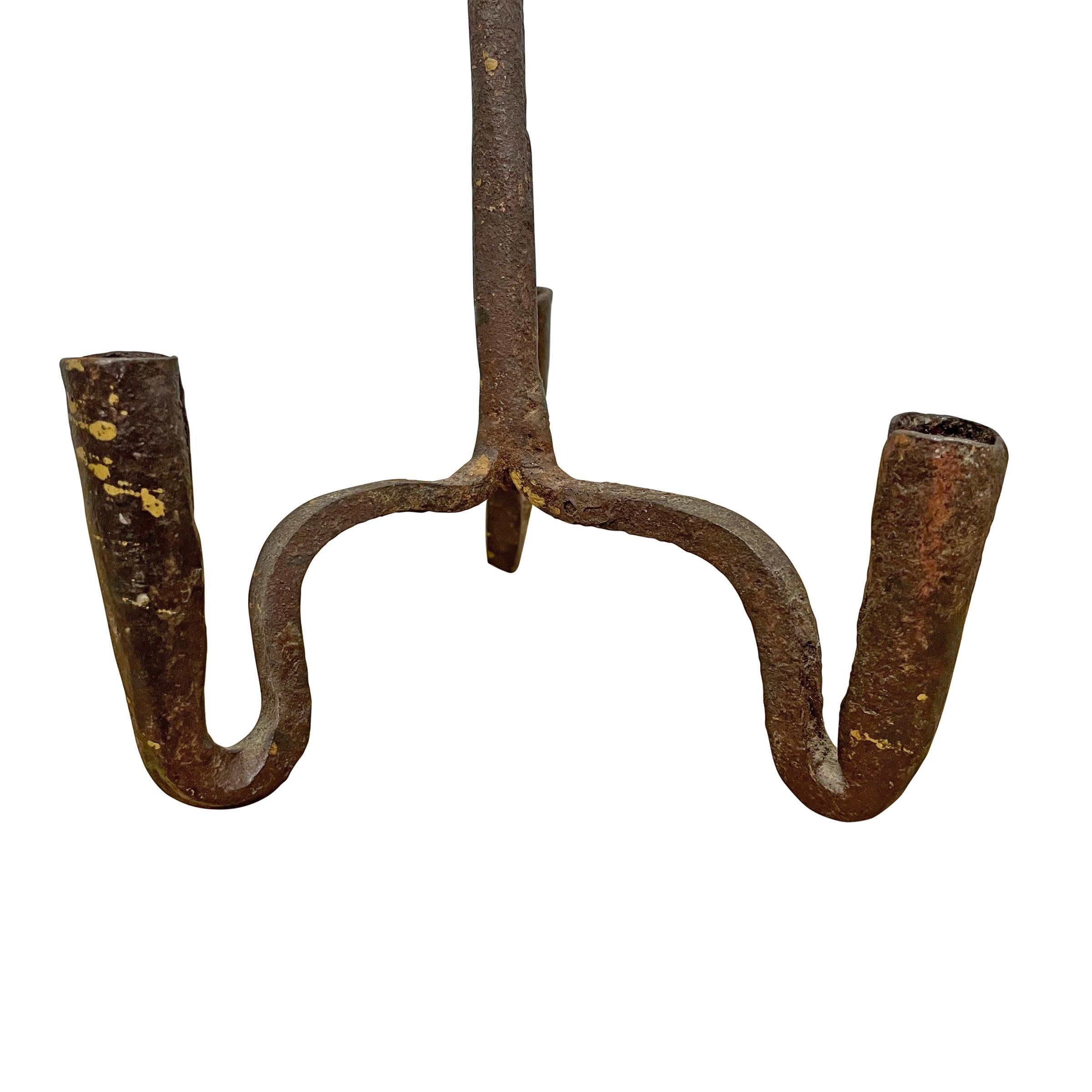 18th Century American Three-Arm Chandelier 2