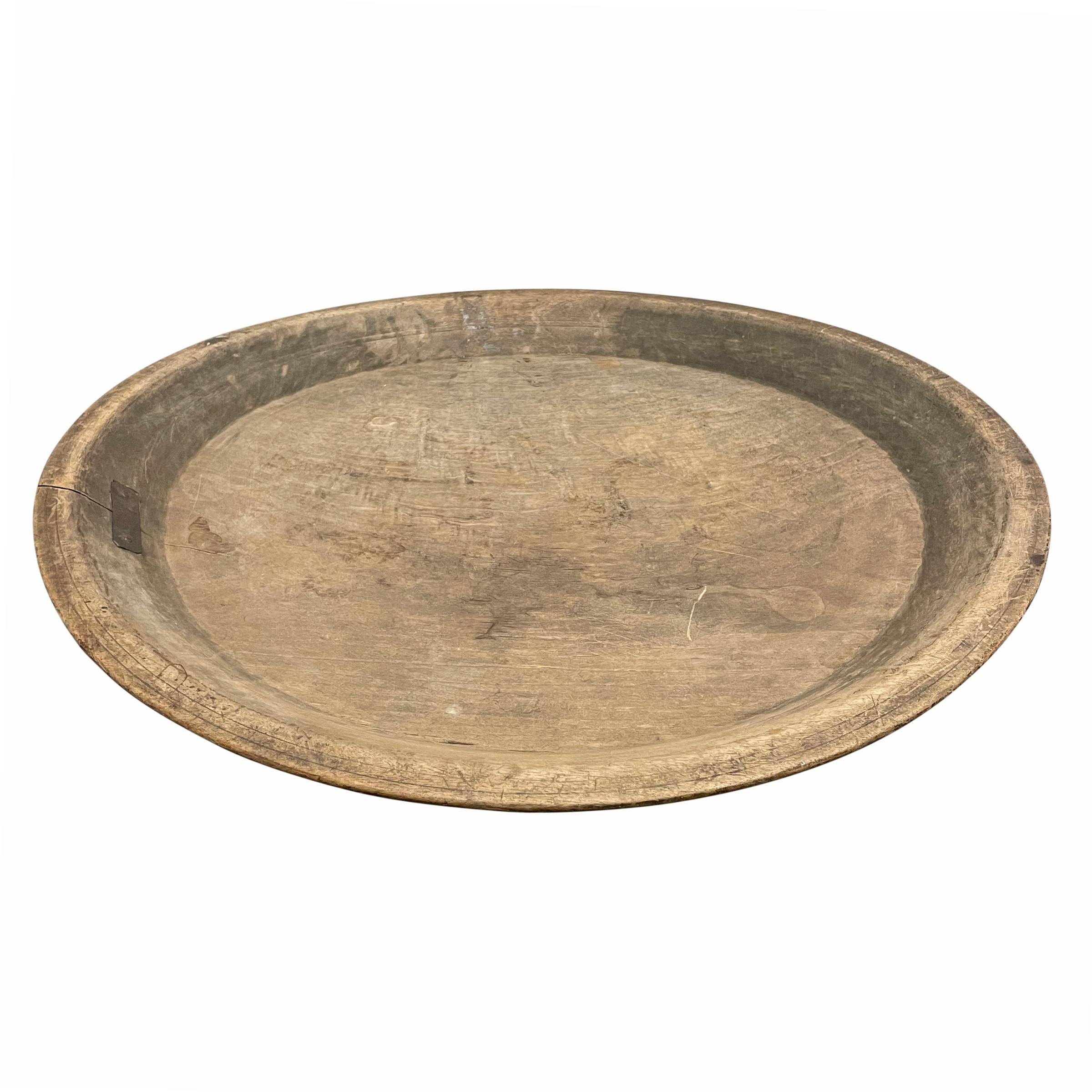 Primitive 18th Century American Turned Wood Platter For Sale