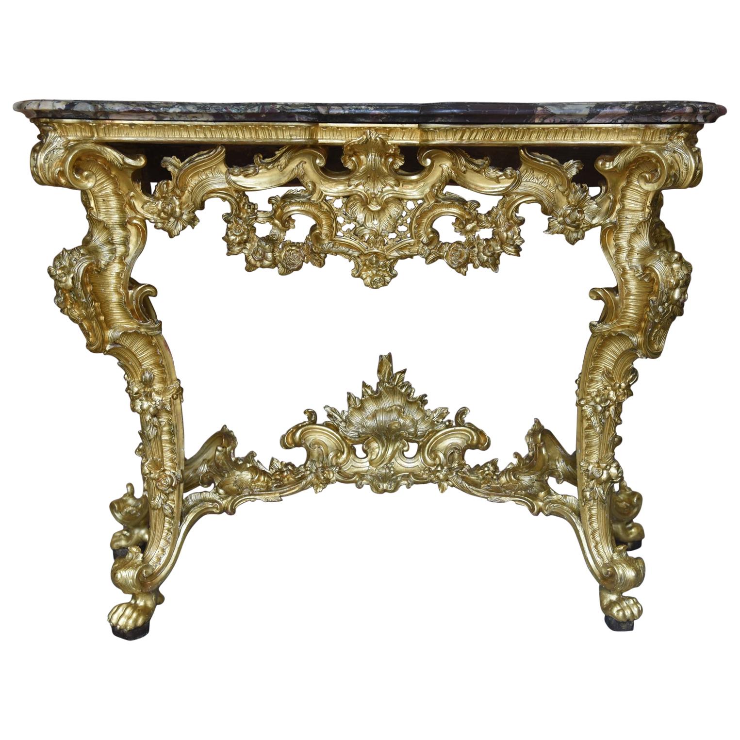 18th Century Ancient Console Rococò Italian Giltwood Carved Wood, 1700s