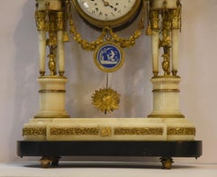18th Century Ancient Pendola Louis XVI French White Marble Gilded Bronze, 1800s