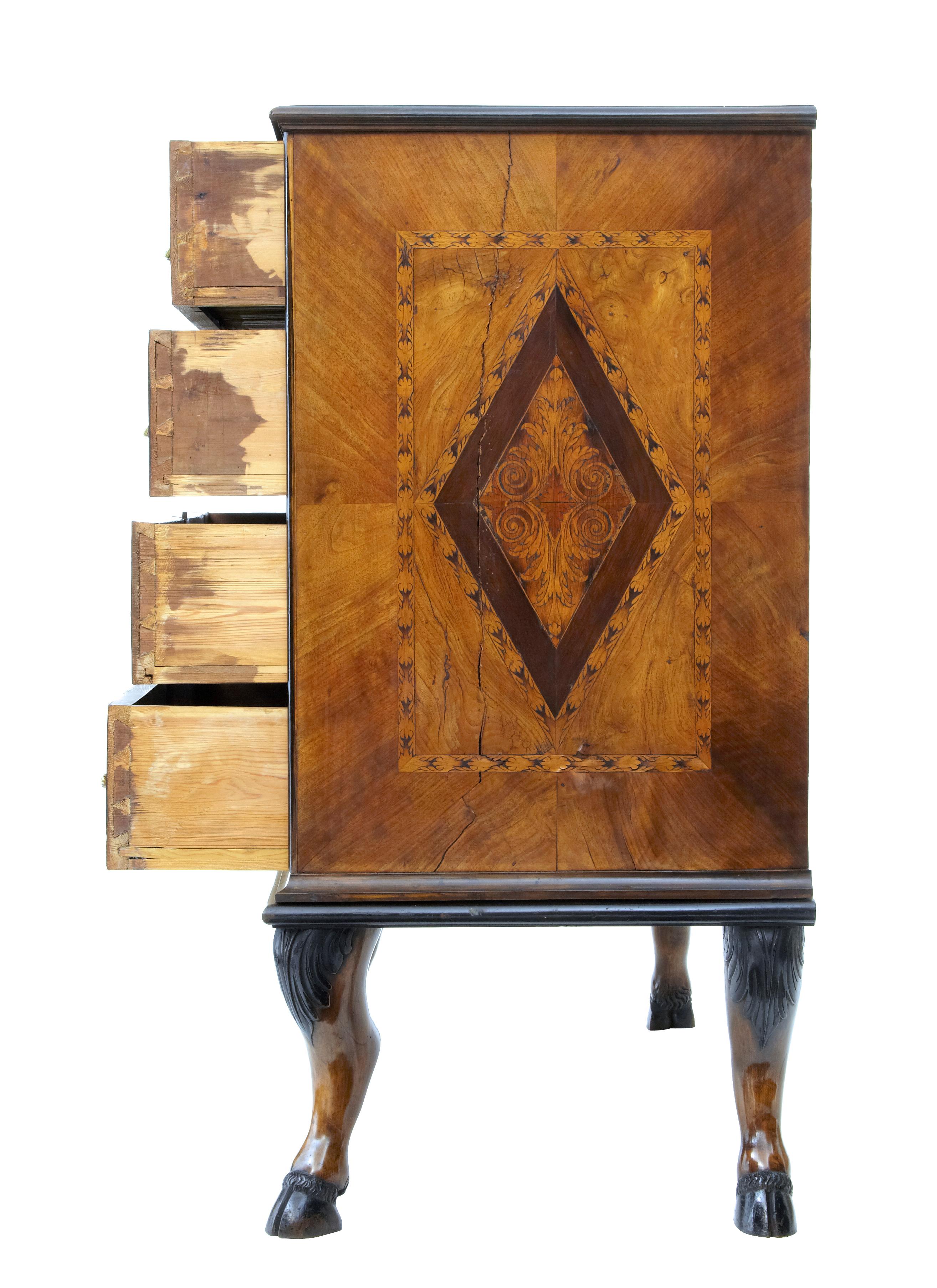 Baroque Revival 18th Century and Later Continental Marquetry Chest on Stand