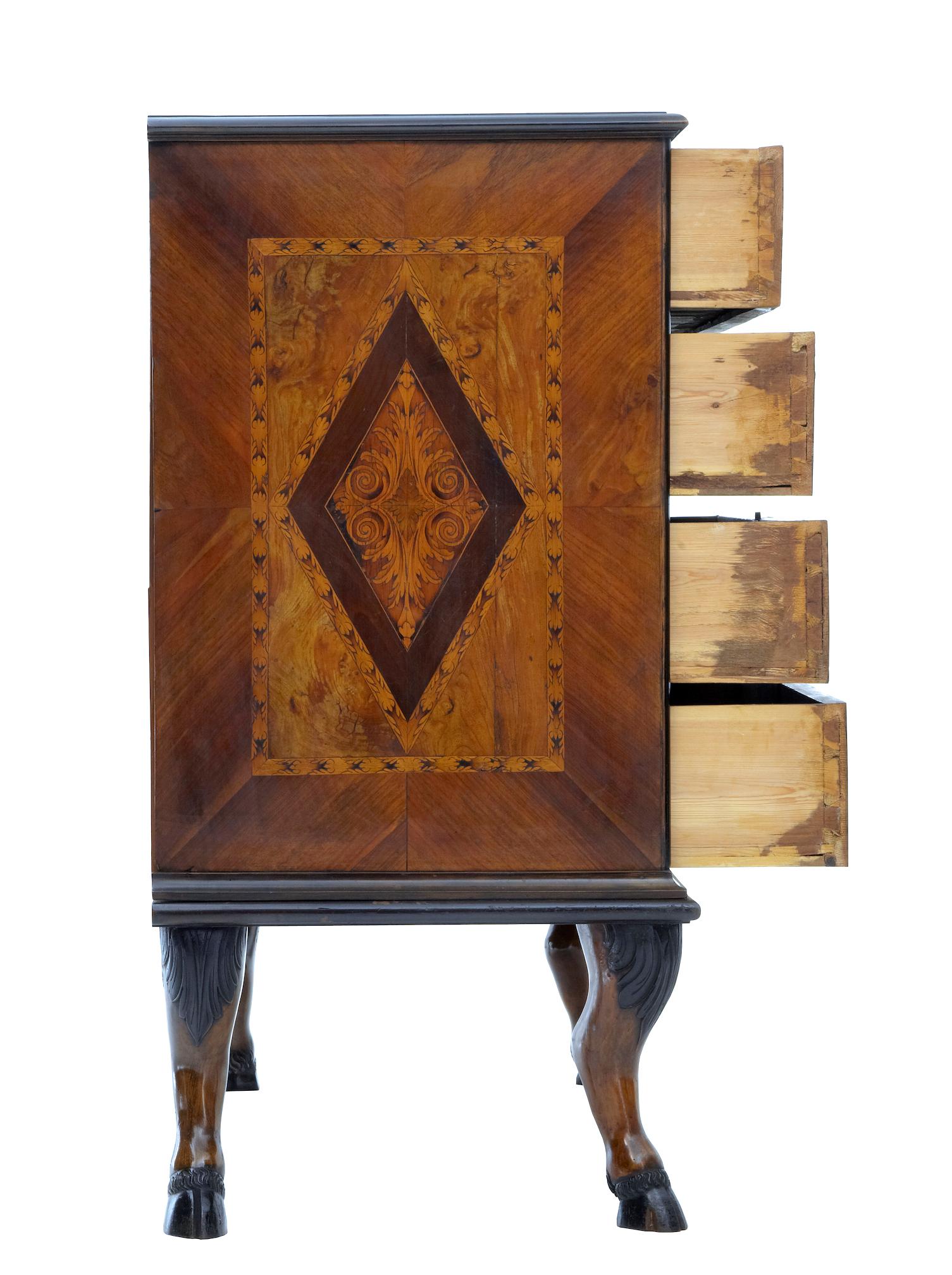 18th Century and Later Continental Marquetry Chest on Stand In Good Condition In Debenham, Suffolk