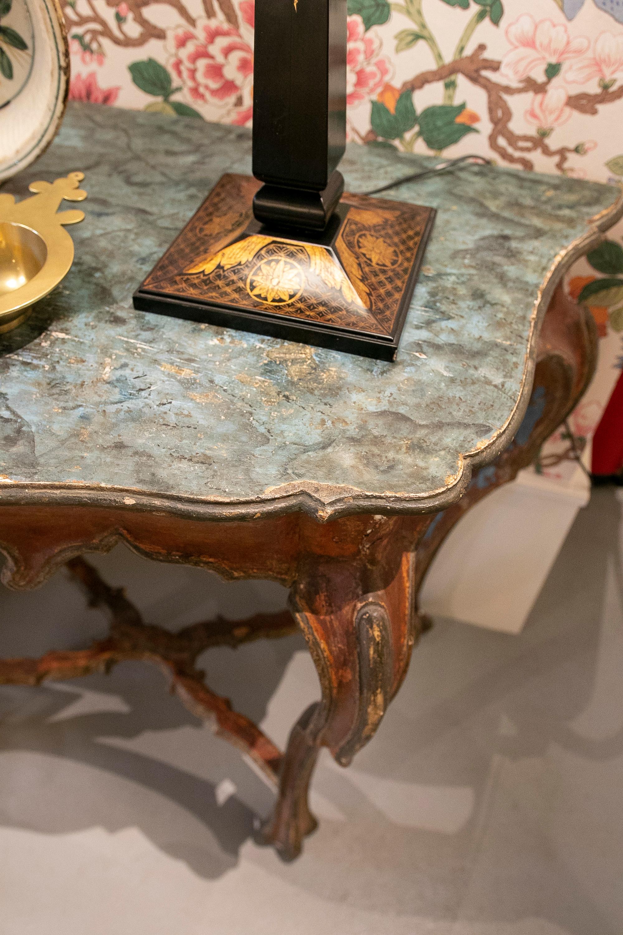 18th Century Andalusian  Pair of Consoles with Hand-Painted Marbled Top For Sale 10